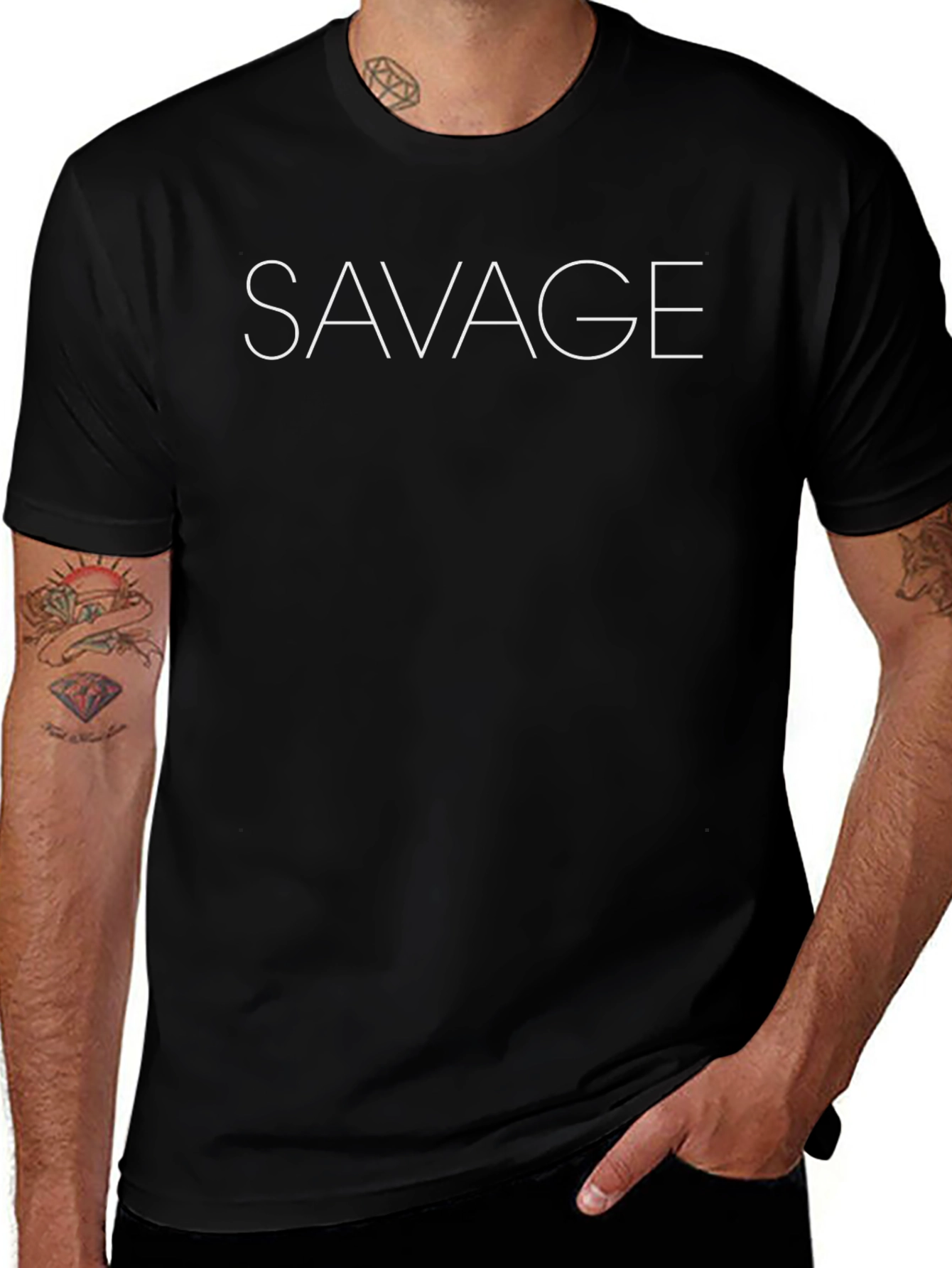 Mens Black SAVAGE Graphic Tee