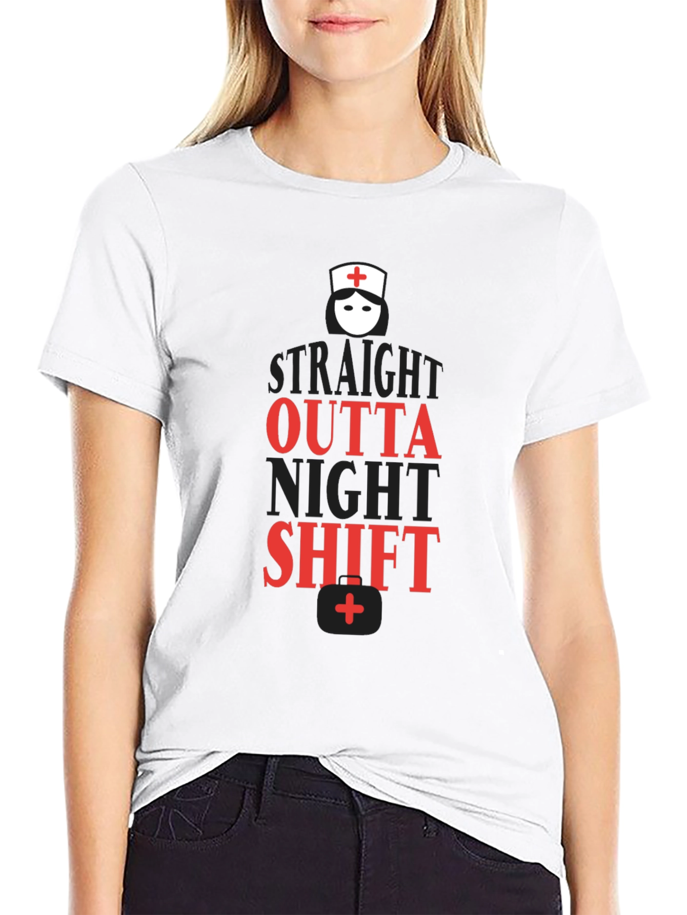 Straight Outta Night Shift Black T-Shirt