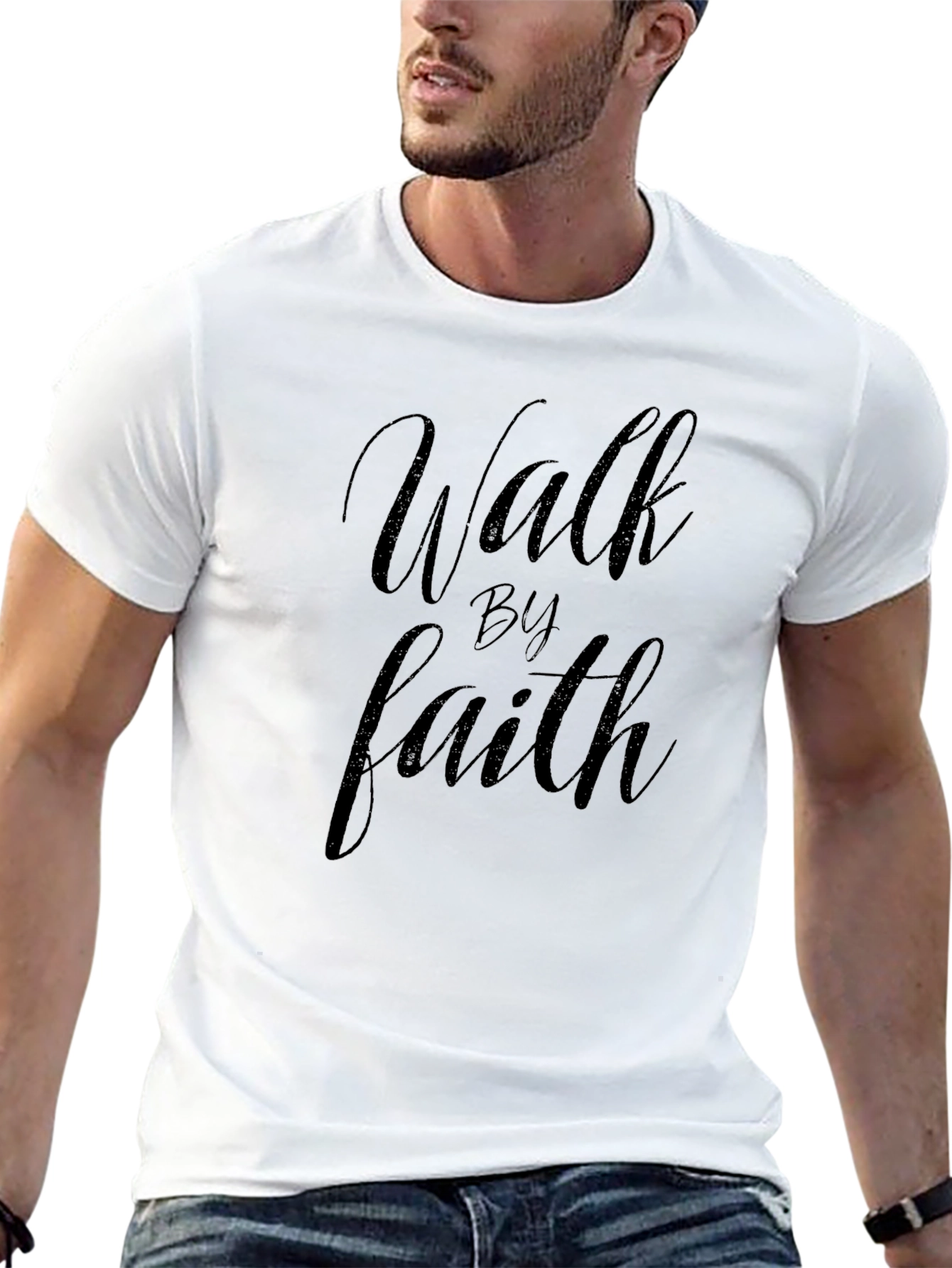 Walk By Faith Black Graphic Tee Shirt