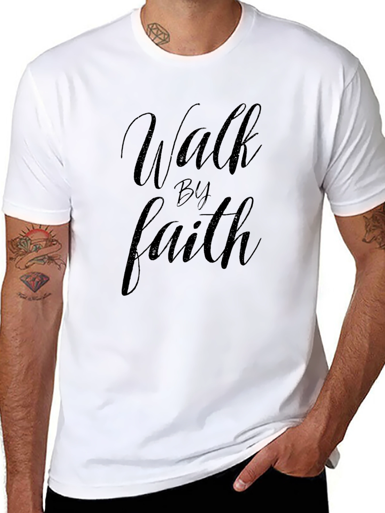 Walk By Faith Black Graphic Tee Shirt