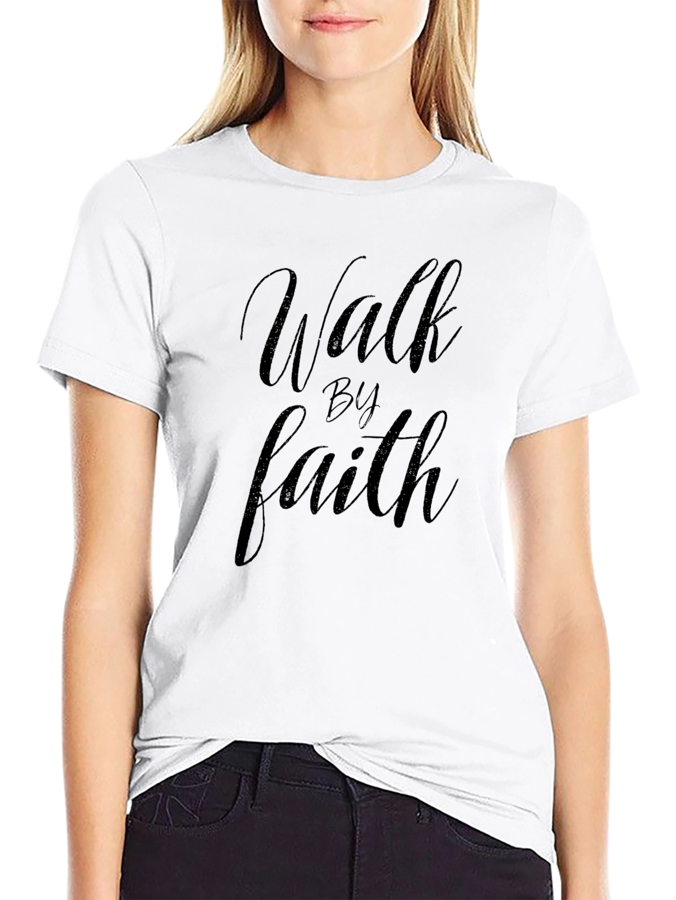 Walk By Faith Black Graphic Tee Shirt