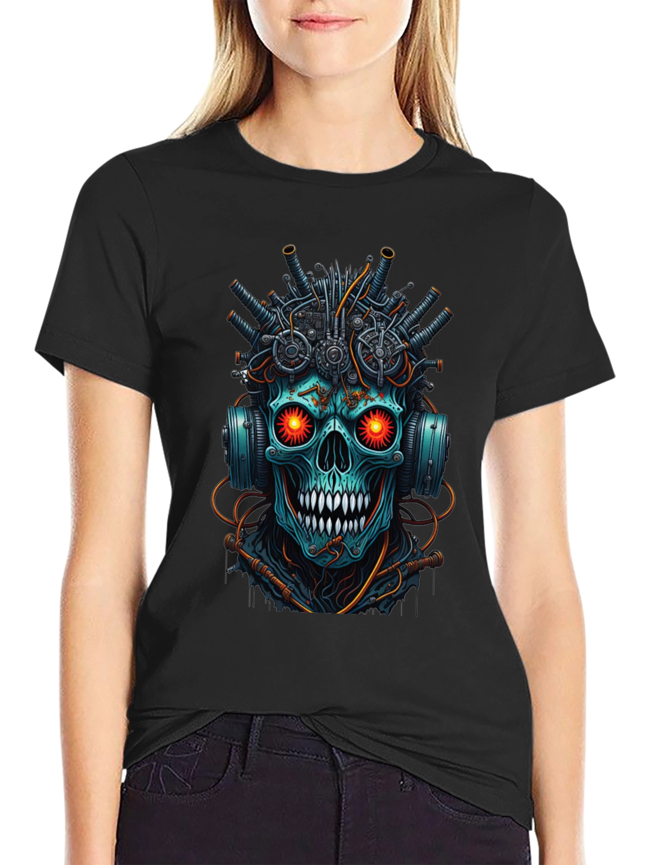 Cyberpunk Skull T-Shirt - Futuristic Design