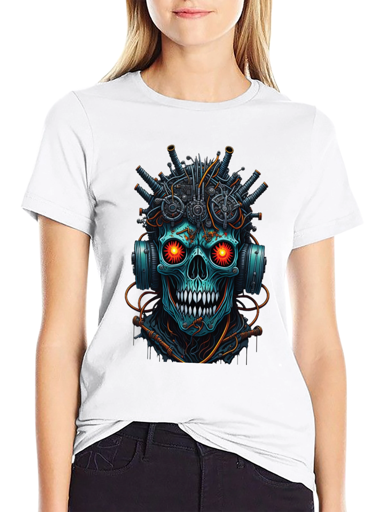 Cyberpunk Skull T-Shirt - Futuristic Design