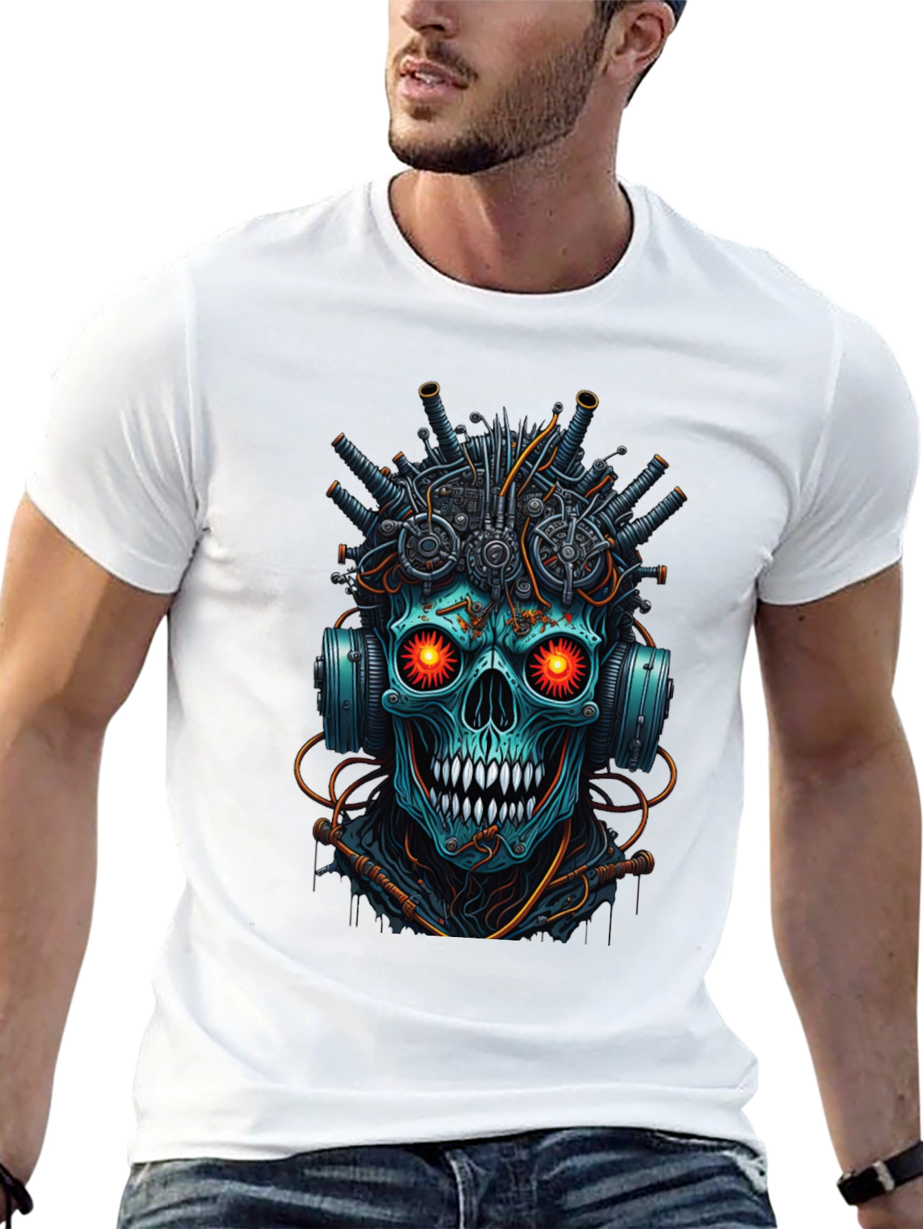 Cyberpunk Skull T-Shirt - Futuristic Design