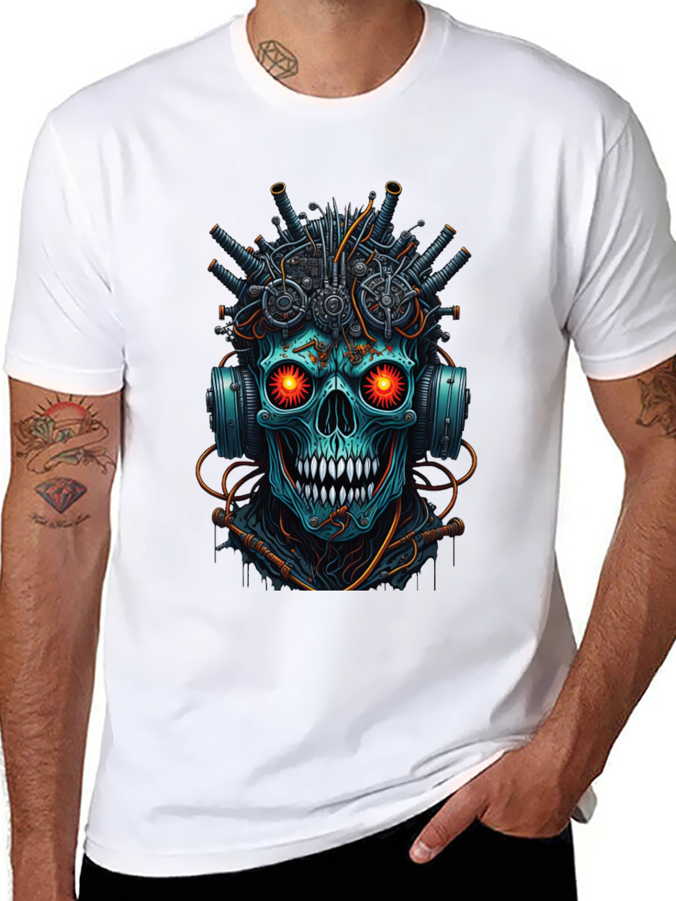 Cyberpunk Skull T-Shirt - Futuristic Design