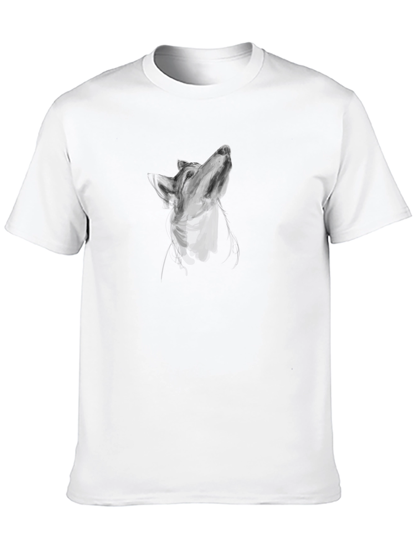 Mens Black T-Shirt with Wolf Graphic