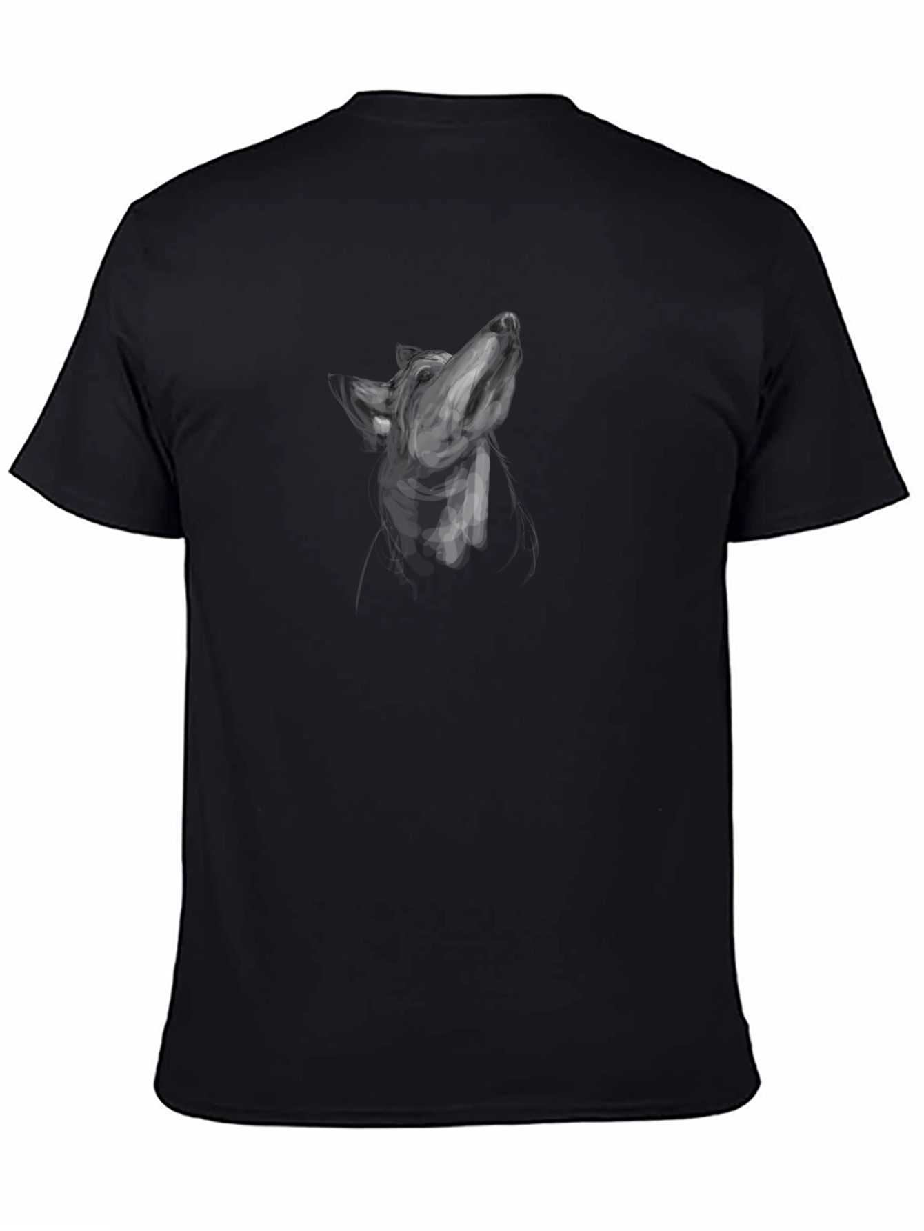 Mens Black T-Shirt with Wolf Graphic
