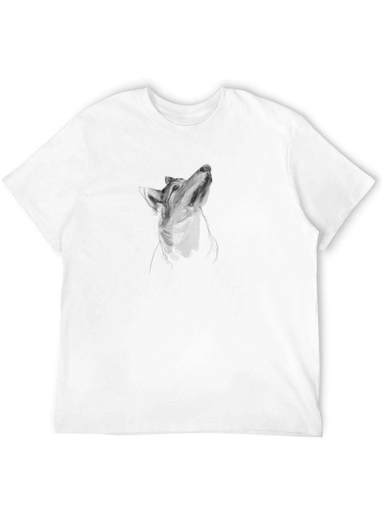 Mens Black T-Shirt with Wolf Graphic
