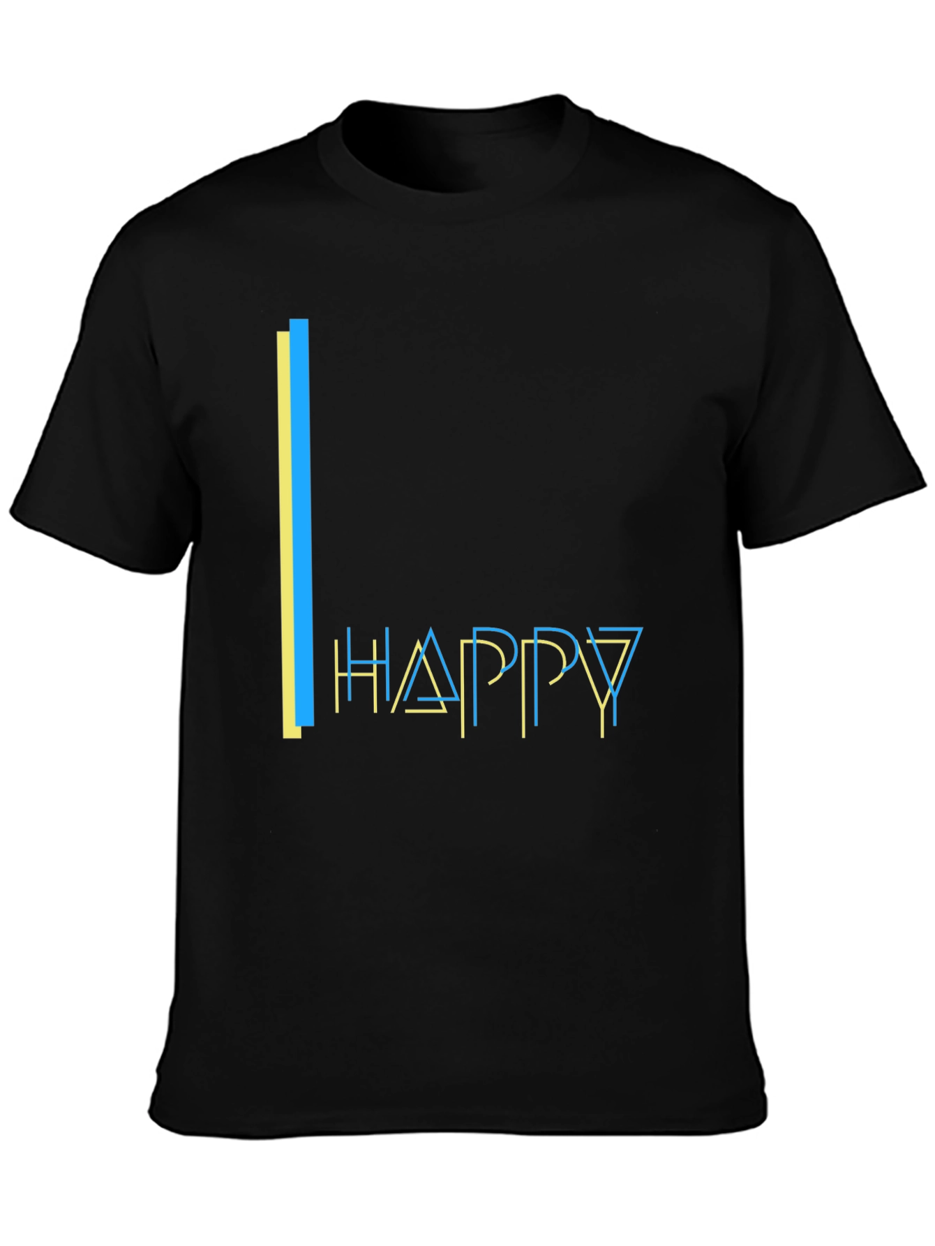 Happy Graphic Print Black T-Shirt
