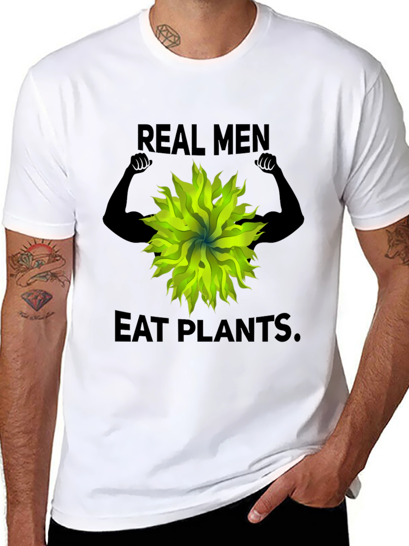 Real Men Eat Plants Graphic Tee - Vegan Strong