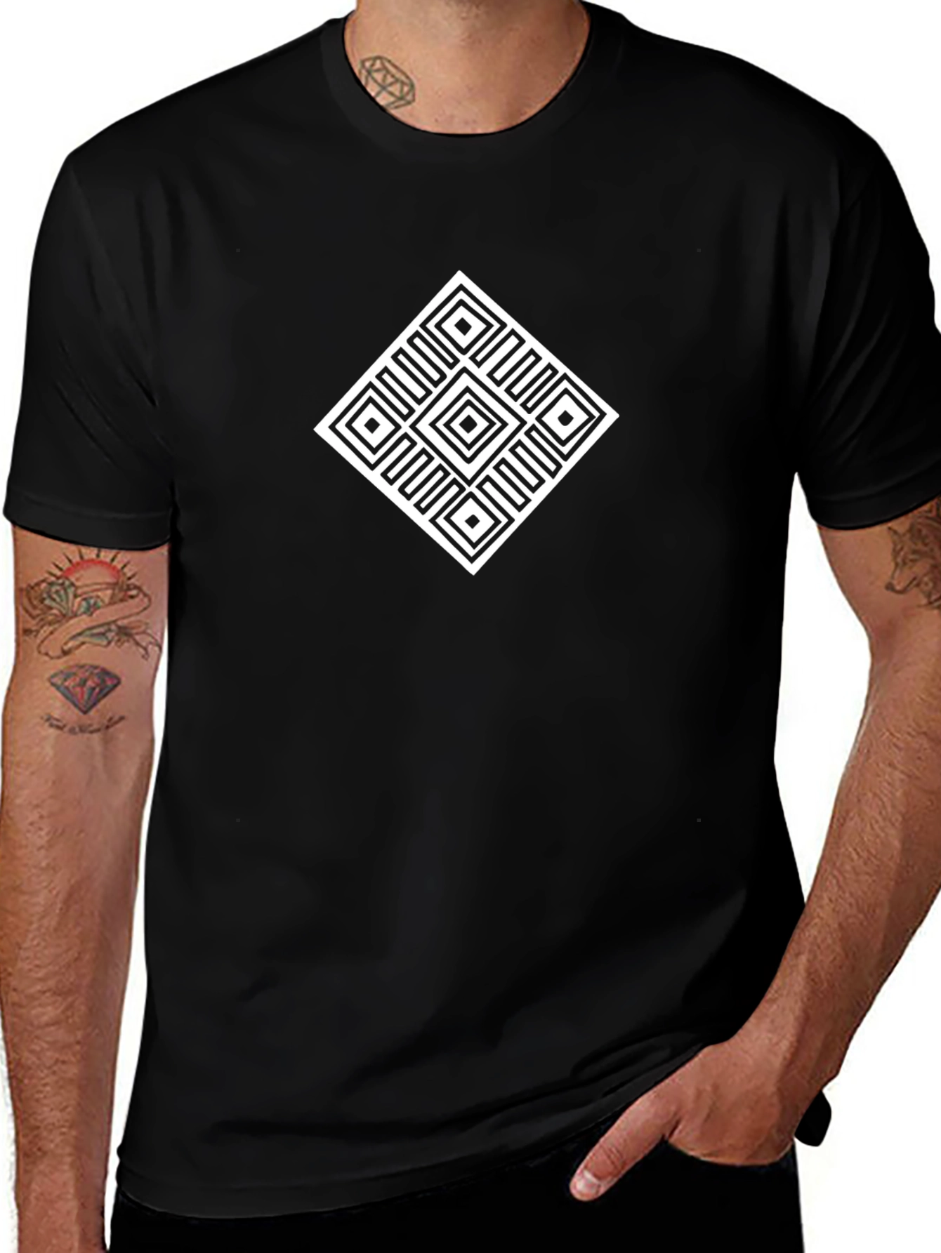 Geometric Diamond Graphic Tee - Modern Style