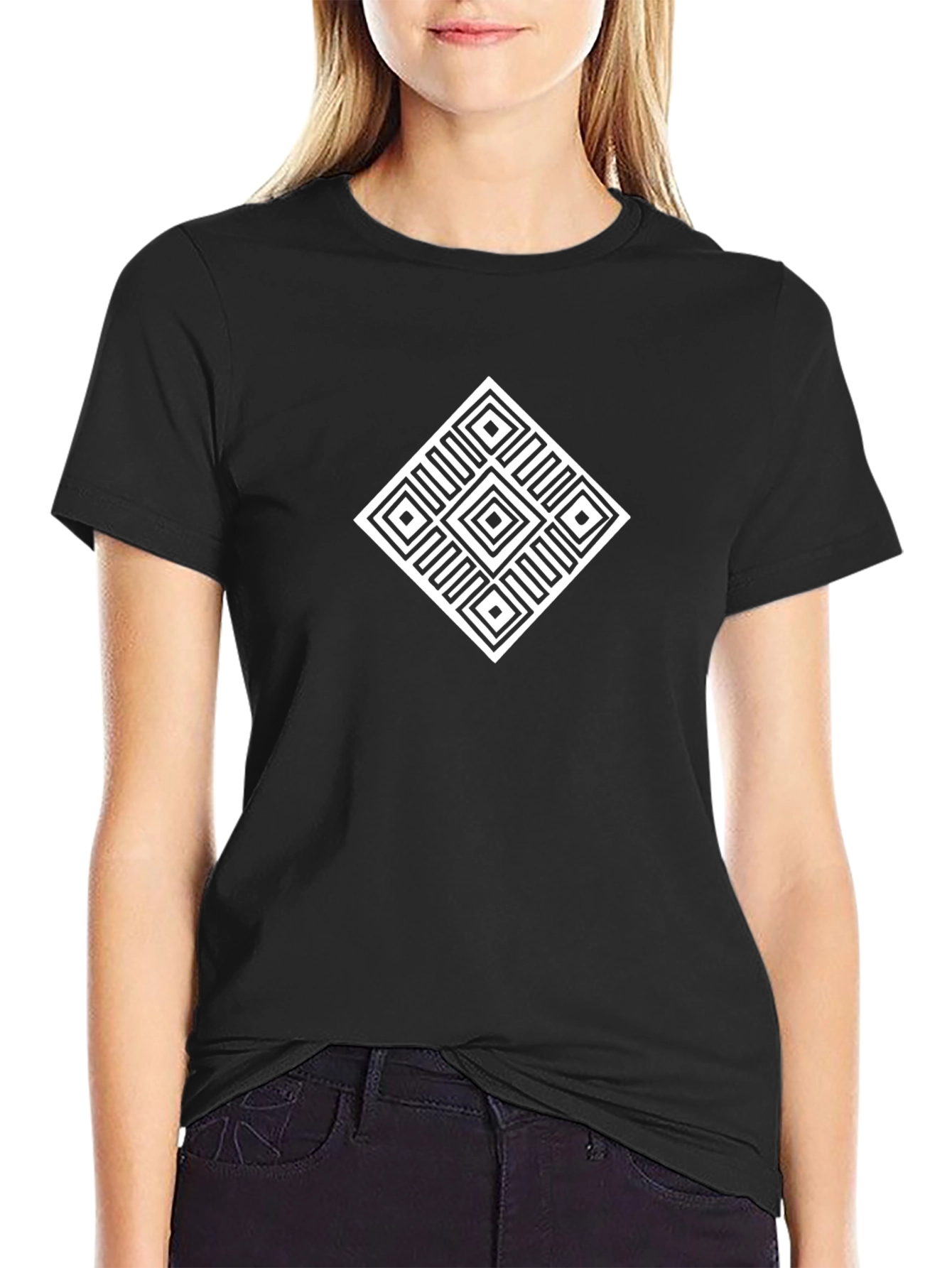 Geometric Diamond Graphic Tee - Modern Style