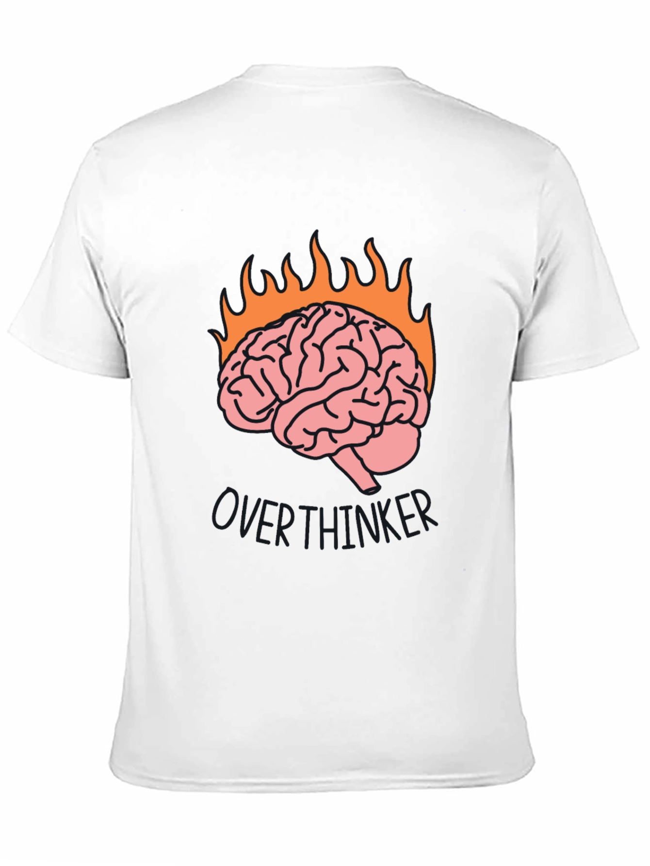 Overthinker Brain Flames Graphic Tee - Black Cotton T-Shirt