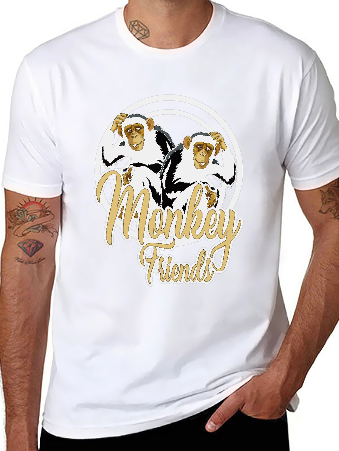 Monkey Friends Graphic T-Shirt - Black