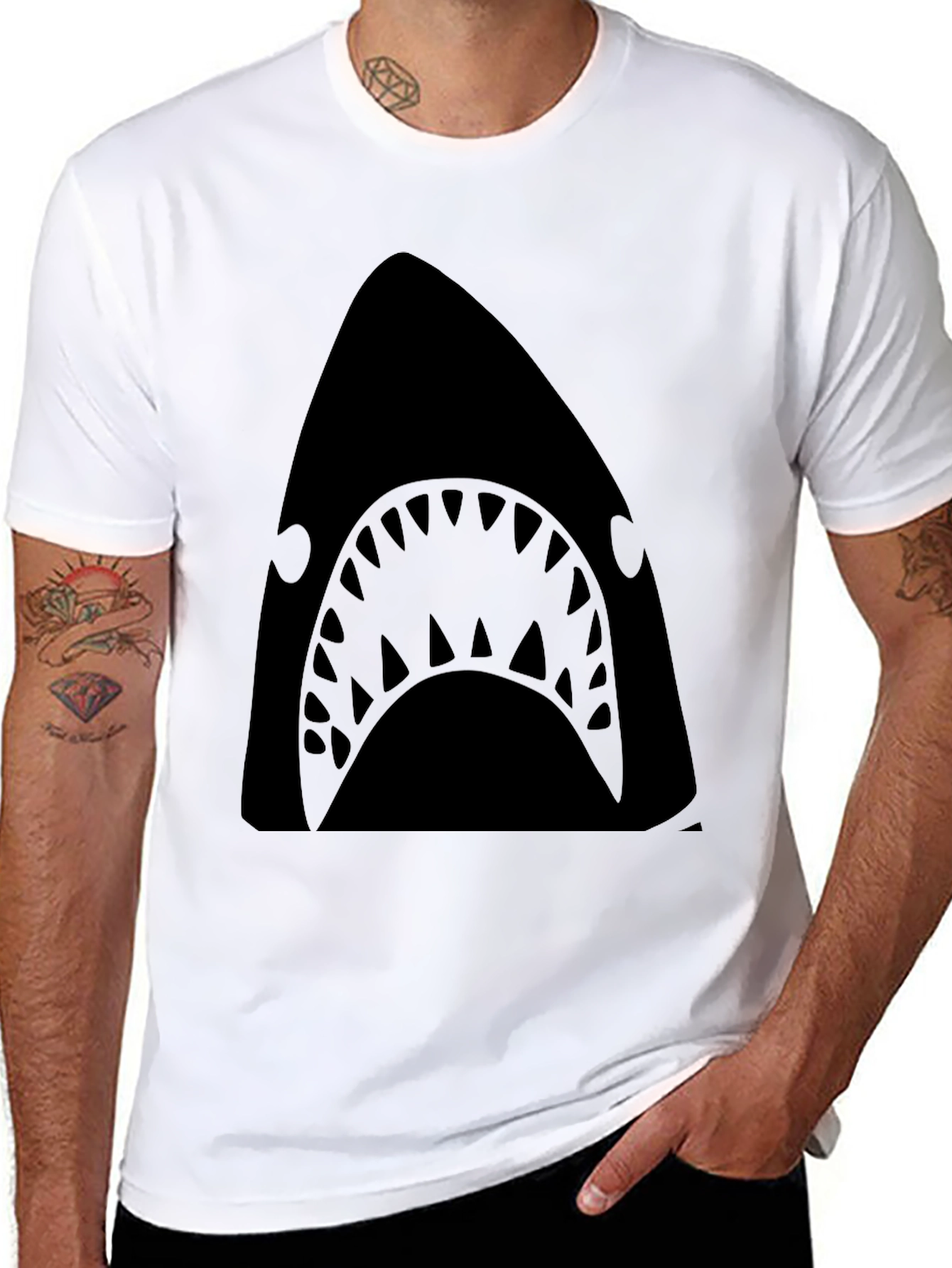 Mens Black Shark Graphic T-Shirt - Unique Design