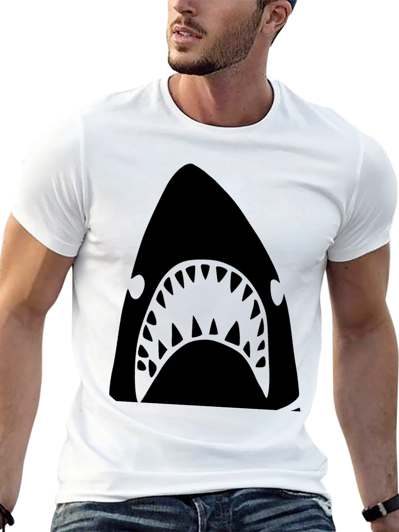 Mens Black Shark Graphic T-Shirt - Unique Design