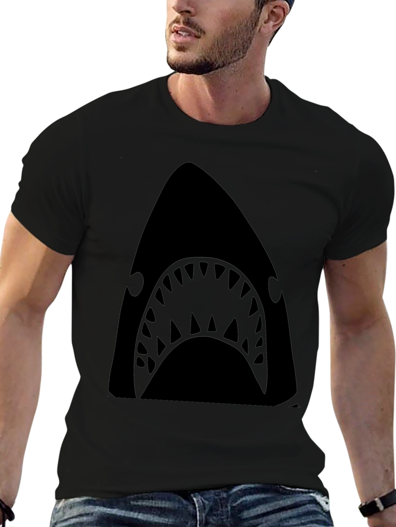 Mens Black Shark Graphic T-Shirt - Unique Design