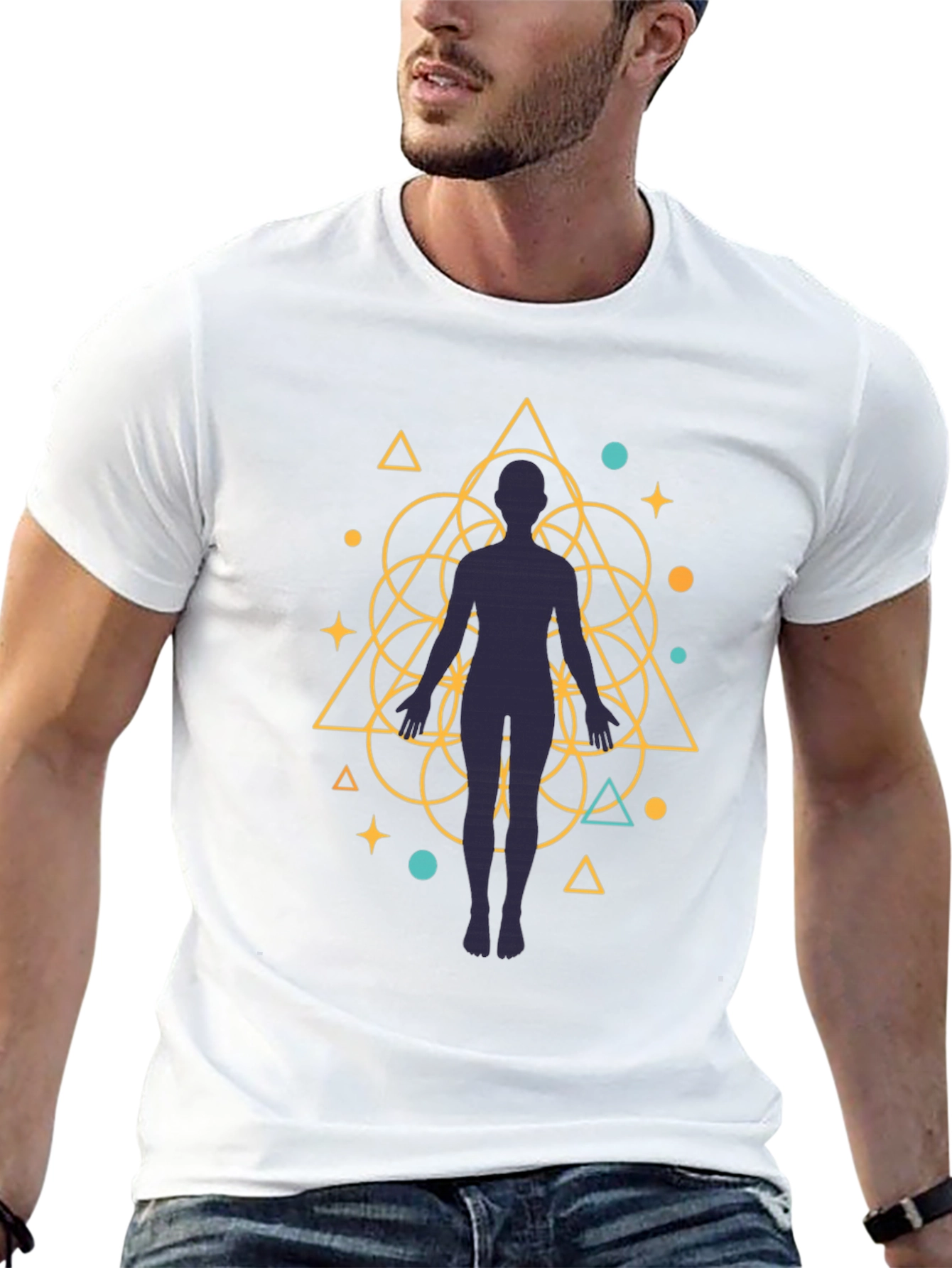 Geometric Human Silhouette Graphic Tee