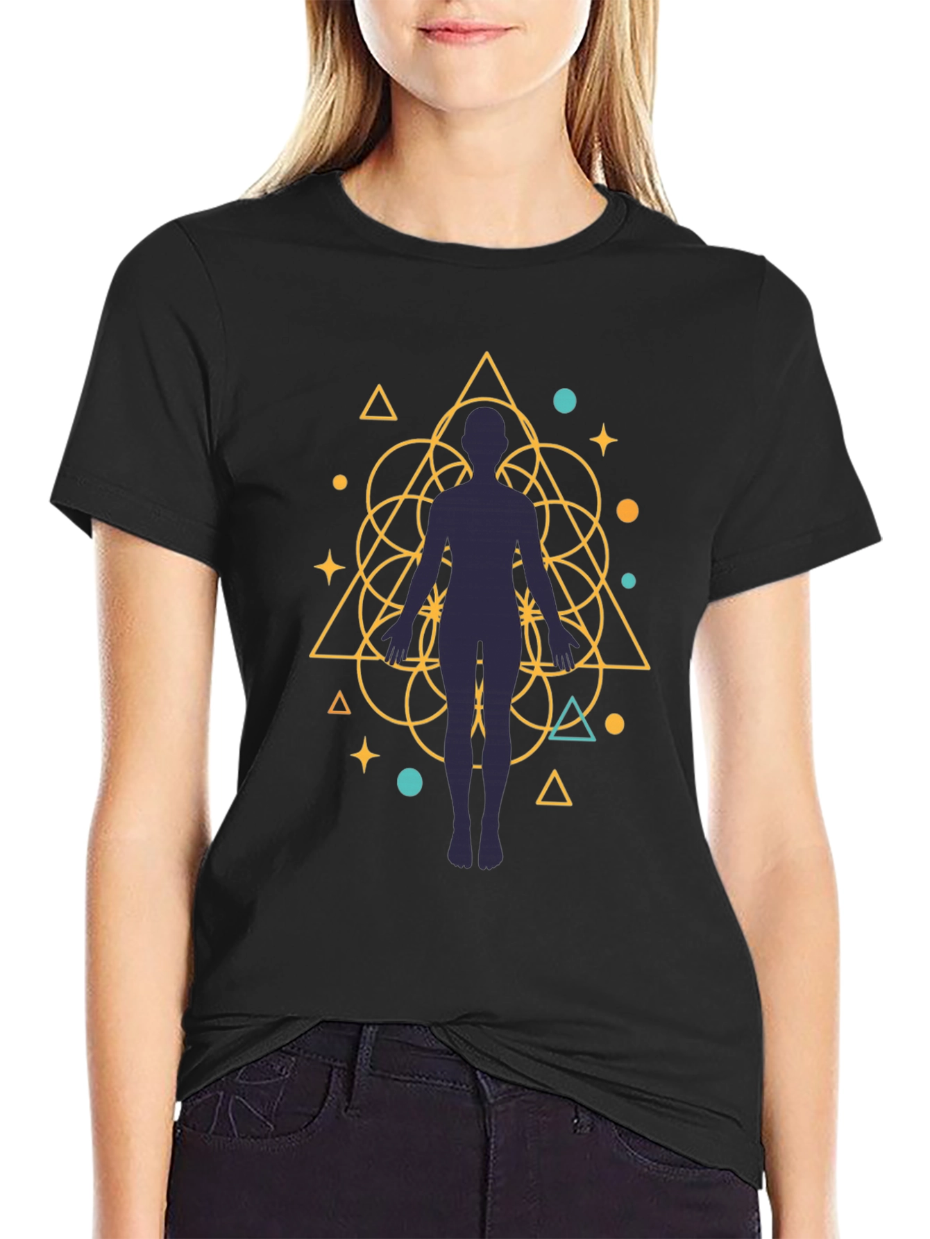 Geometric Human Silhouette Graphic Tee
