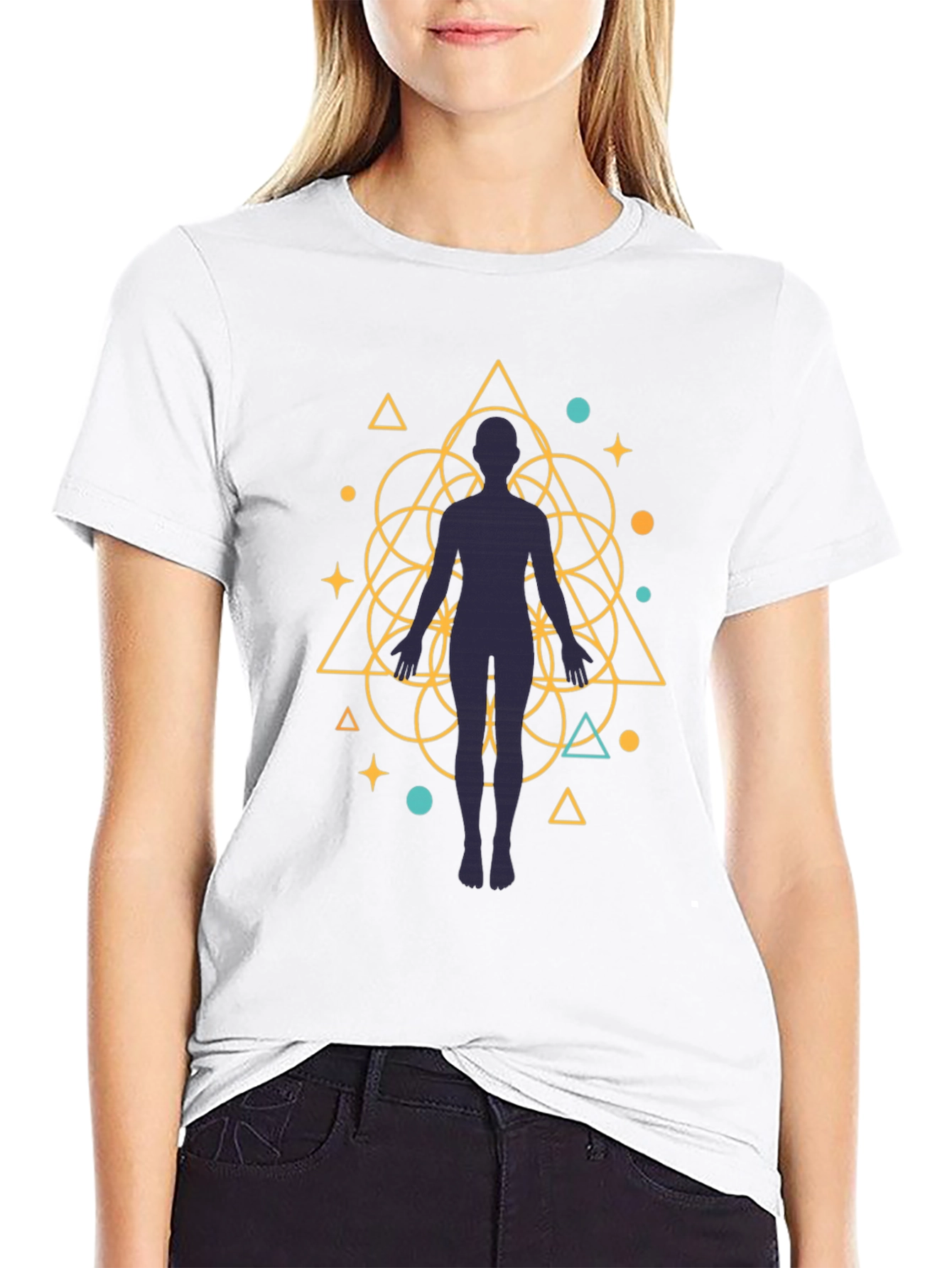 Geometric Human Silhouette Graphic Tee