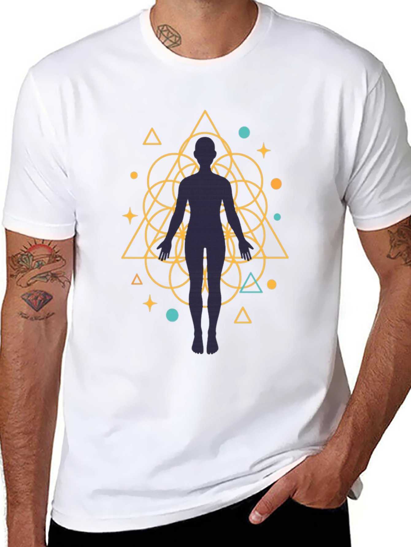 Geometric Human Silhouette Graphic Tee
