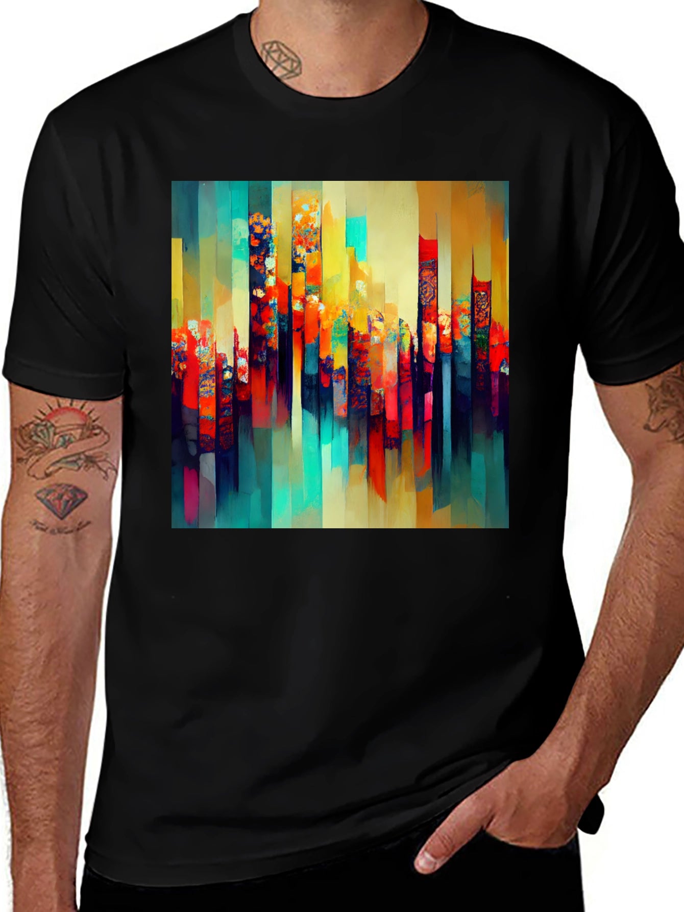 Abstract Art Mens Black T-Shirt
