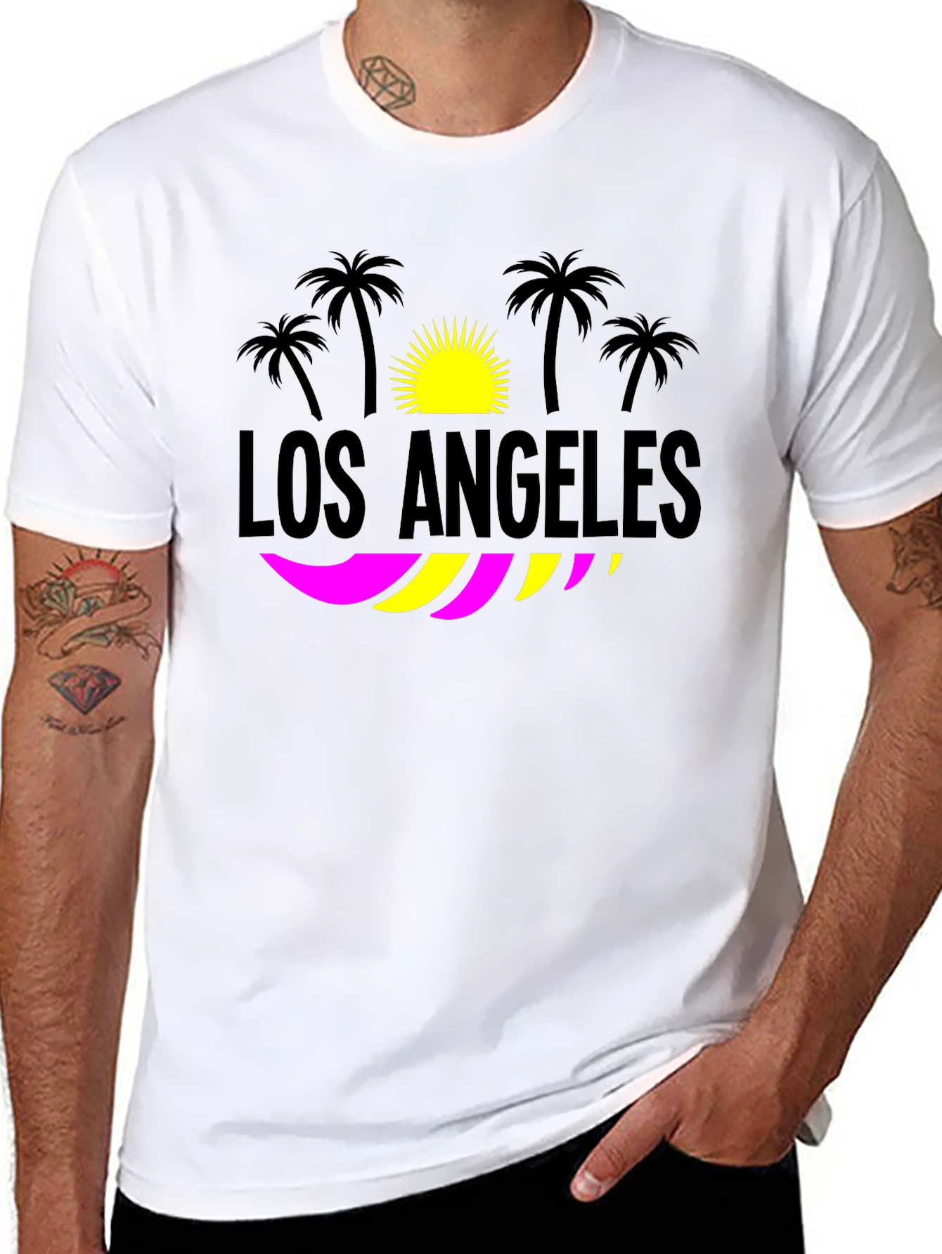Los Angeles Palm Tree Graphic T-Shirt - Black