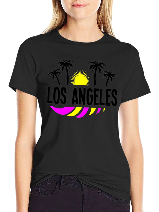 Los Angeles Palm Tree Graphic T-Shirt - Black