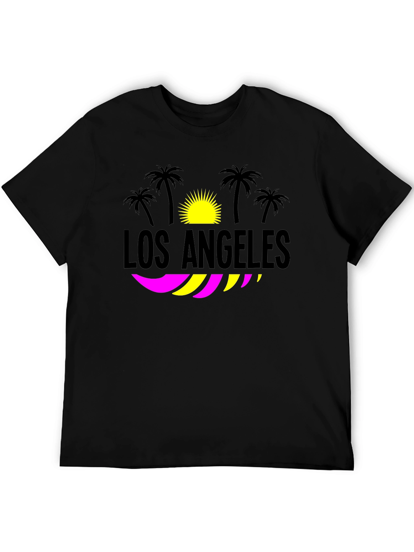 Los Angeles Palm Tree Graphic T-Shirt - Black