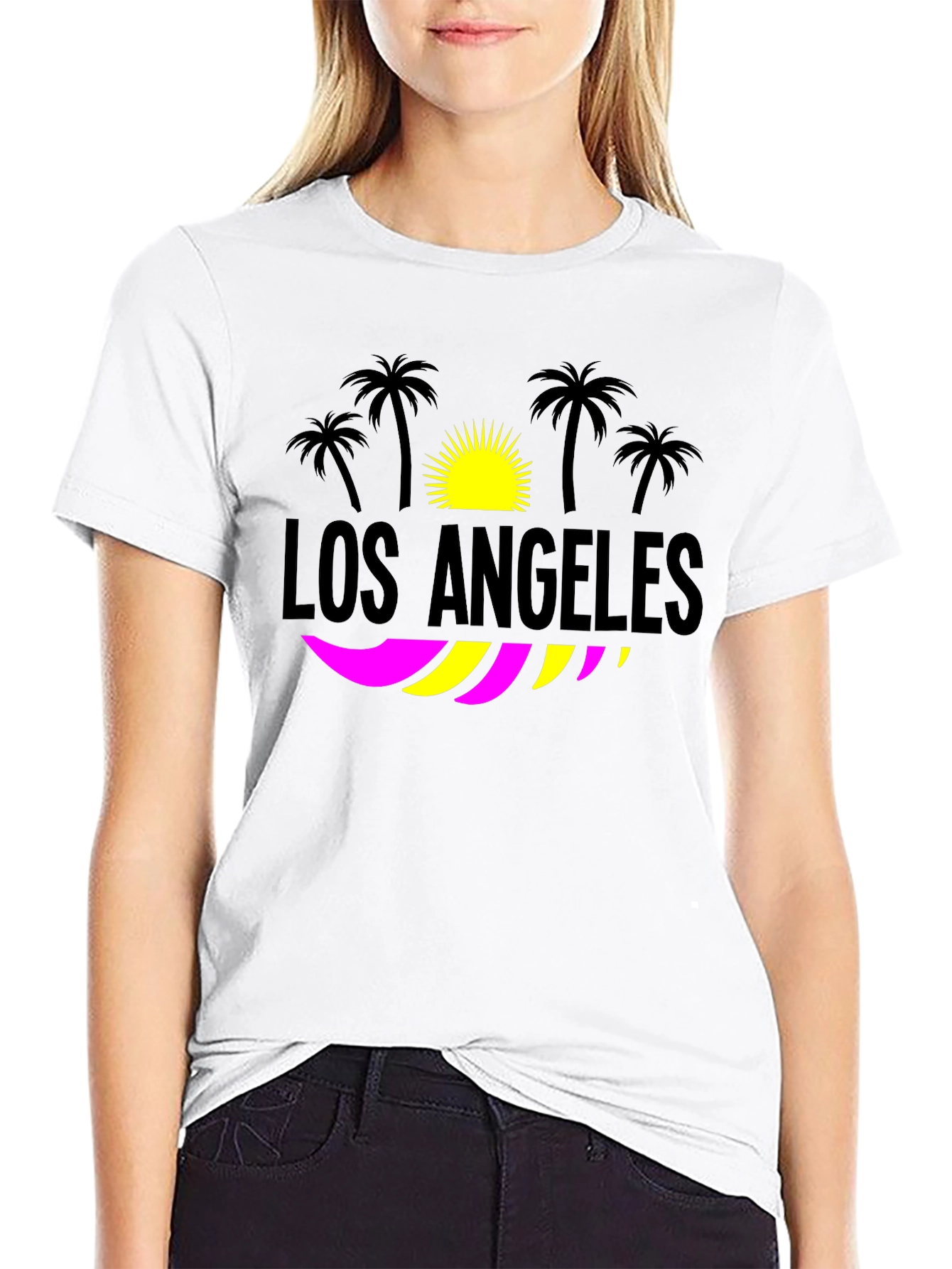 Los Angeles Palm Tree Graphic T-Shirt - Black