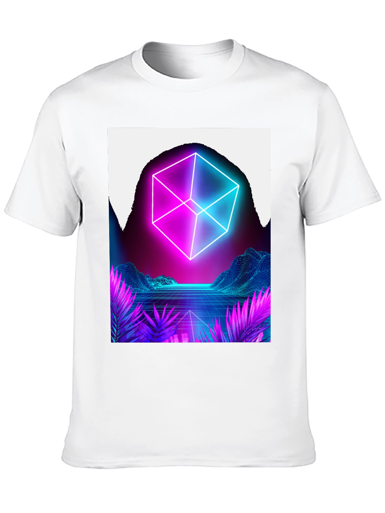 Cyberpunk Retro Wave T-Shirt - Futuristic Neon Cube