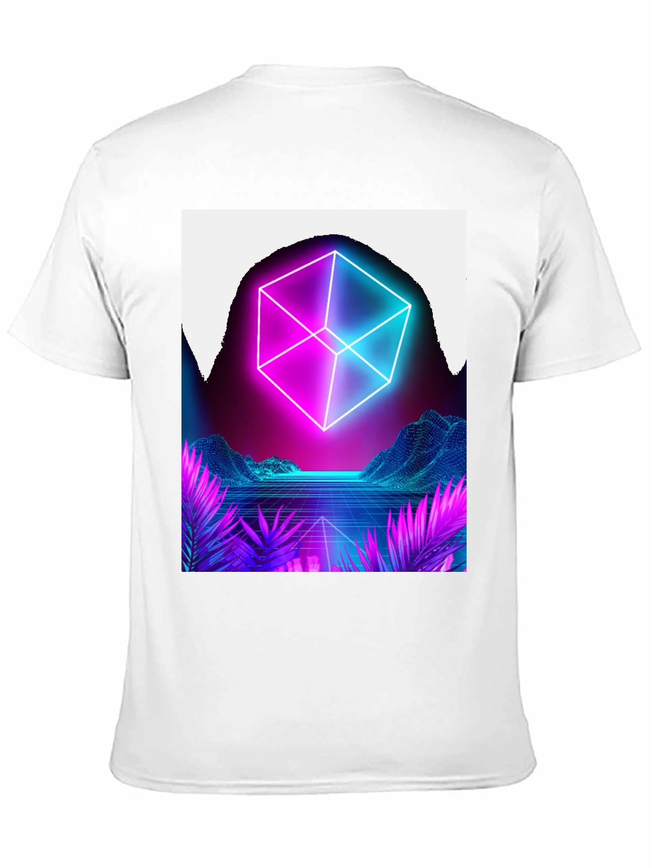 Cyberpunk Retro Wave T-Shirt - Futuristic Neon Cube