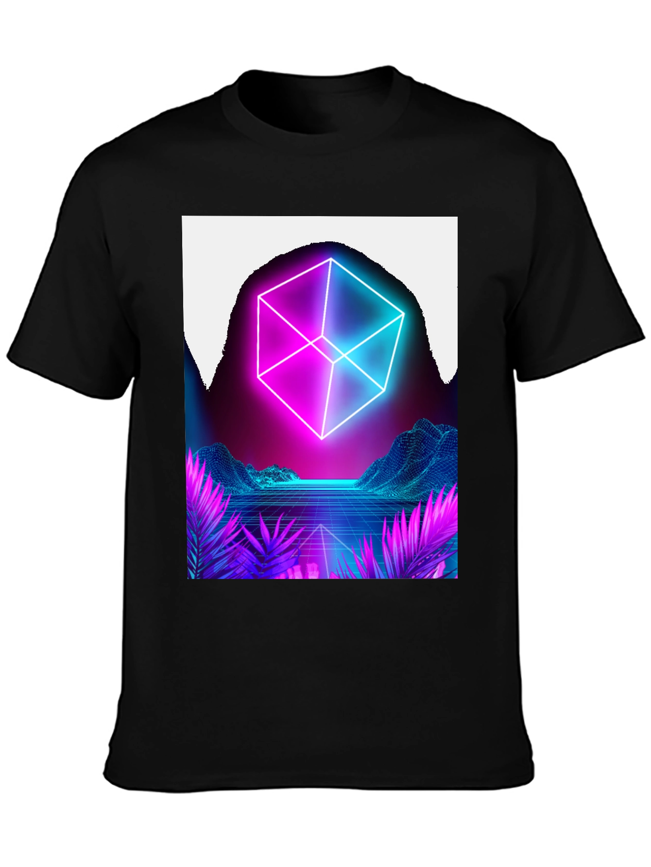 Cyberpunk Retro Wave T-Shirt - Futuristic Neon Cube