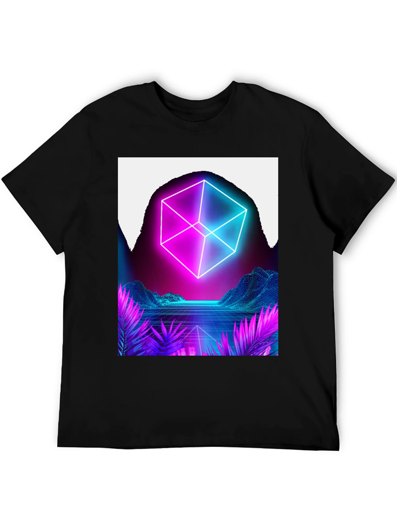 Cyberpunk Retro Wave T-Shirt - Futuristic Neon Cube