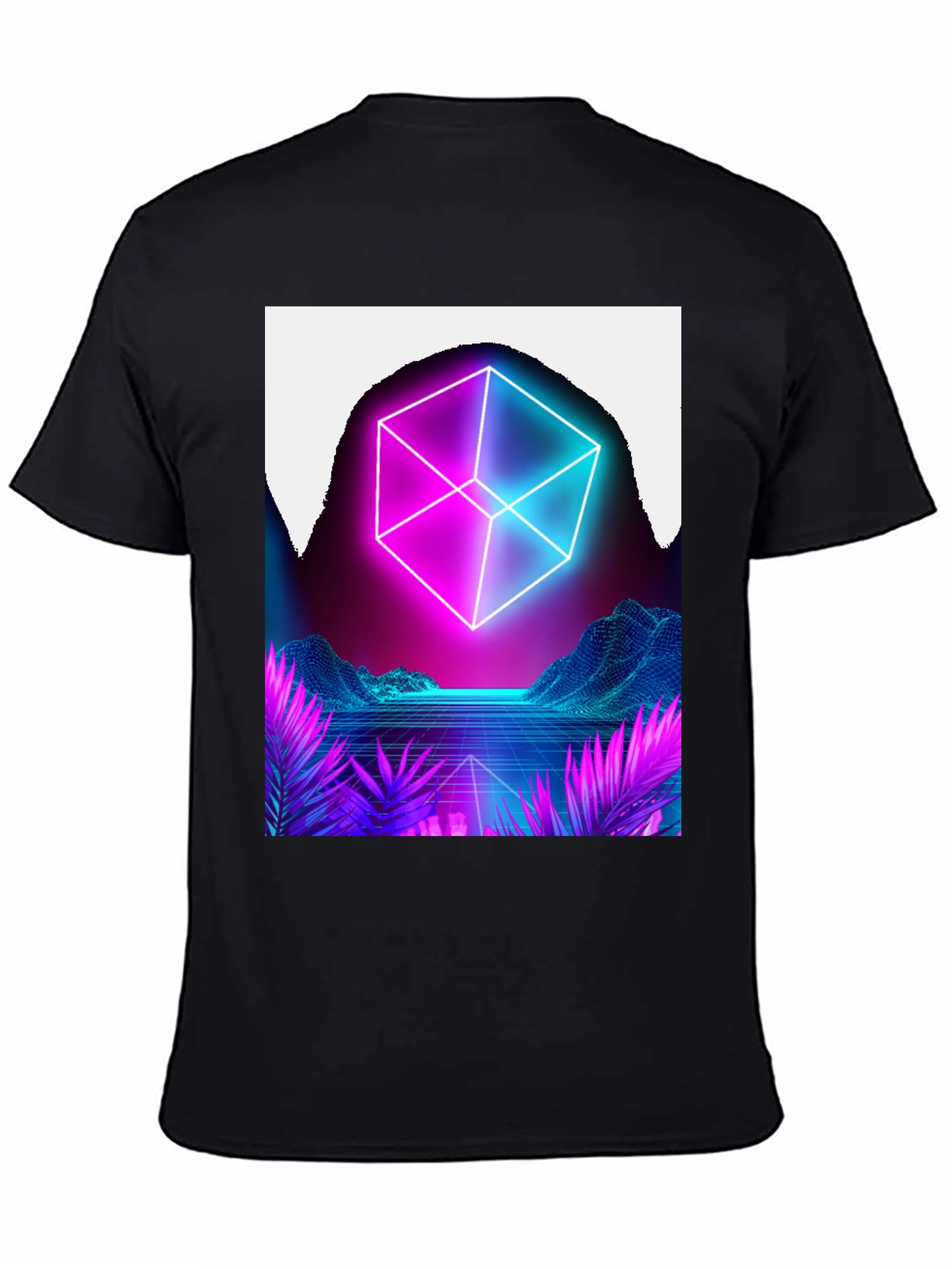Cyberpunk Retro Wave T-Shirt - Futuristic Neon Cube
