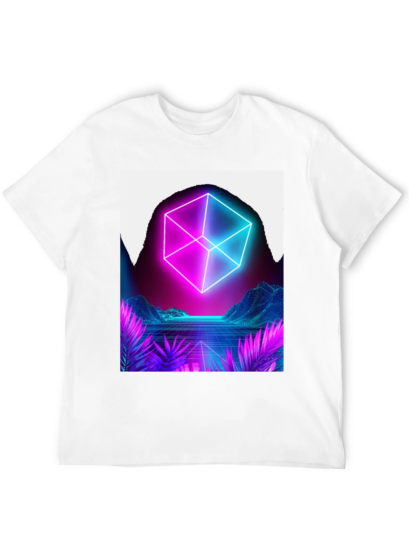 Cyberpunk Retro Wave T-Shirt - Futuristic Neon Cube