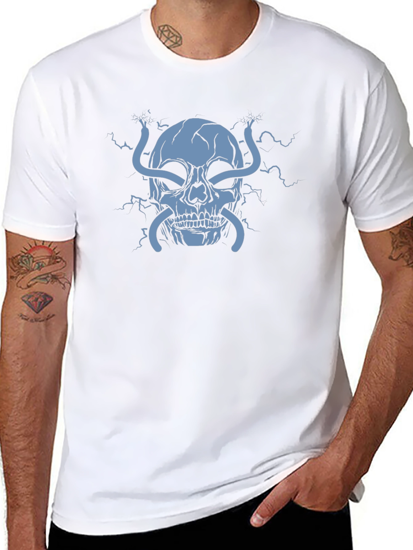 Electric Skull Graphic T-Shirt - Bold Statement Tee