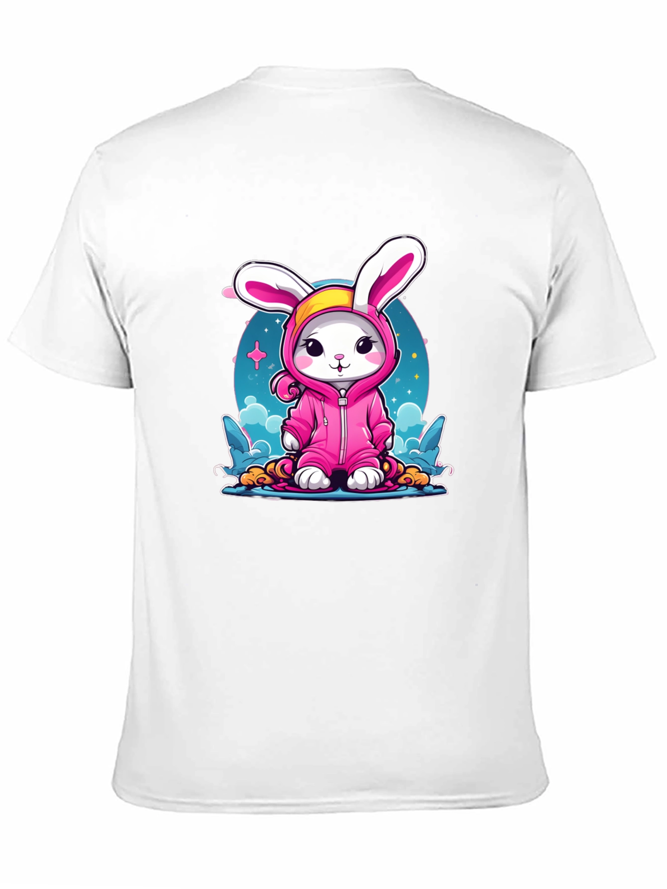 Cute Bunny Pink Suit Black T-Shirt