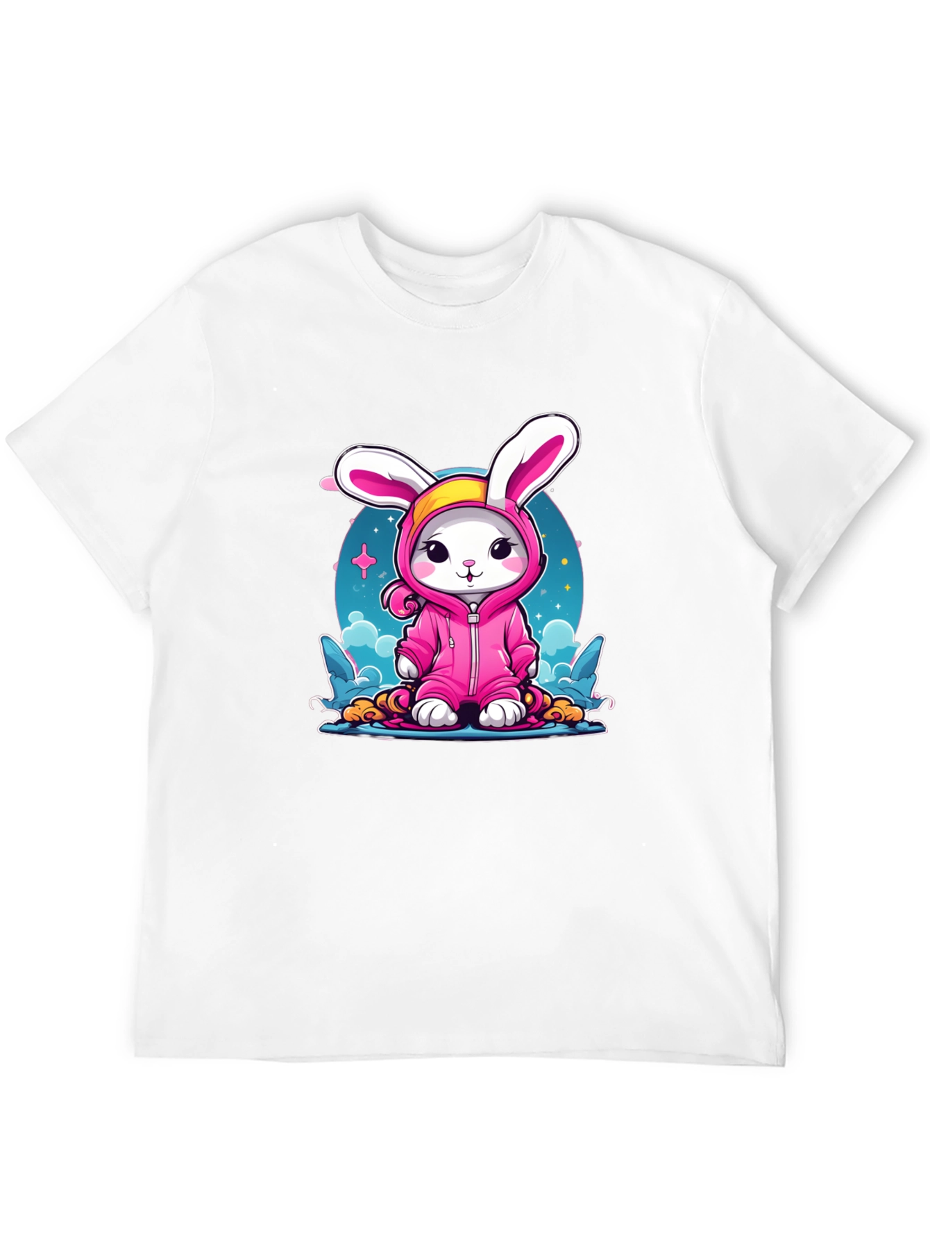 Cute Bunny Pink Suit Black T-Shirt