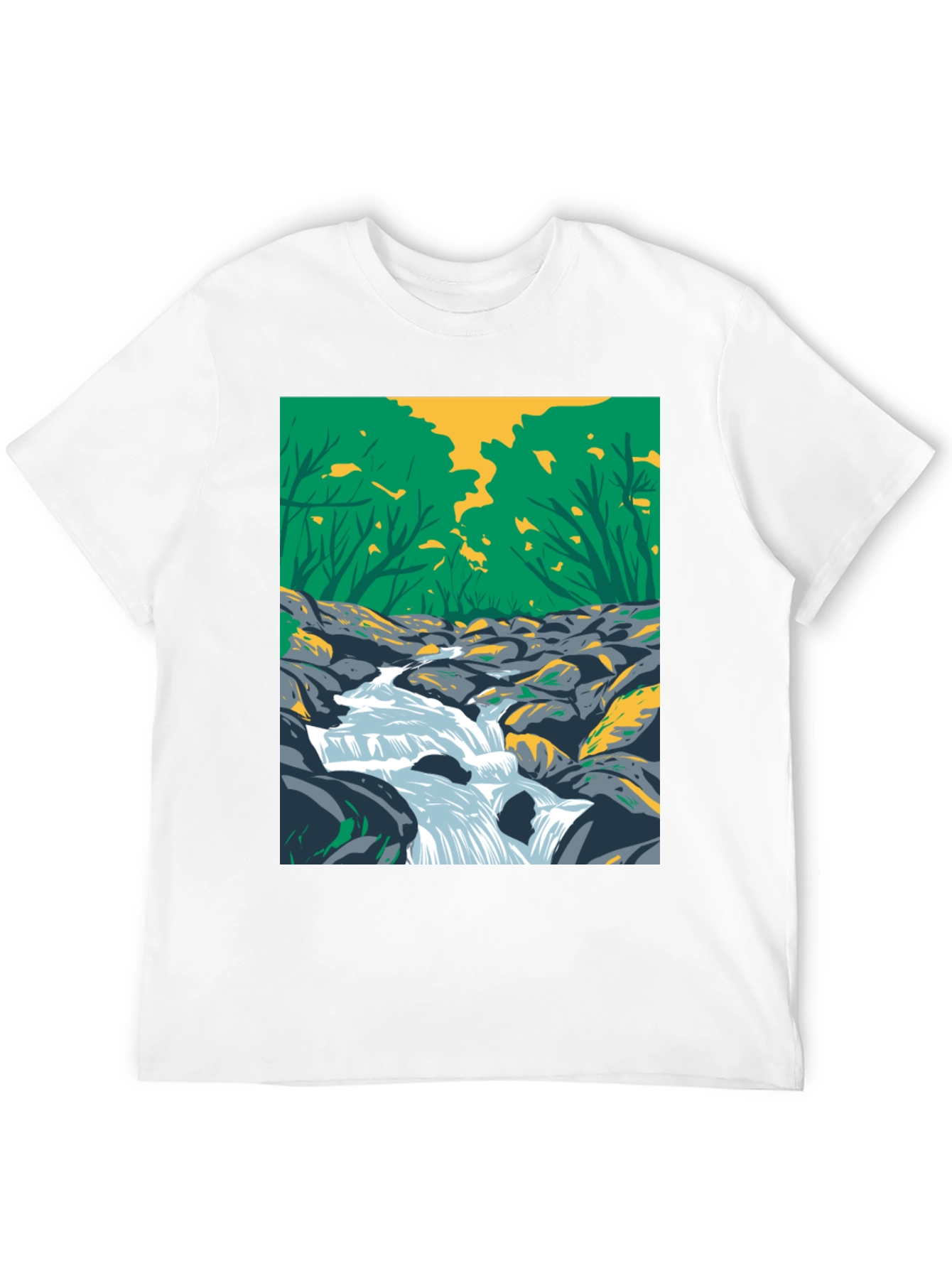 Nature Stream Graphic Black T-Shirt