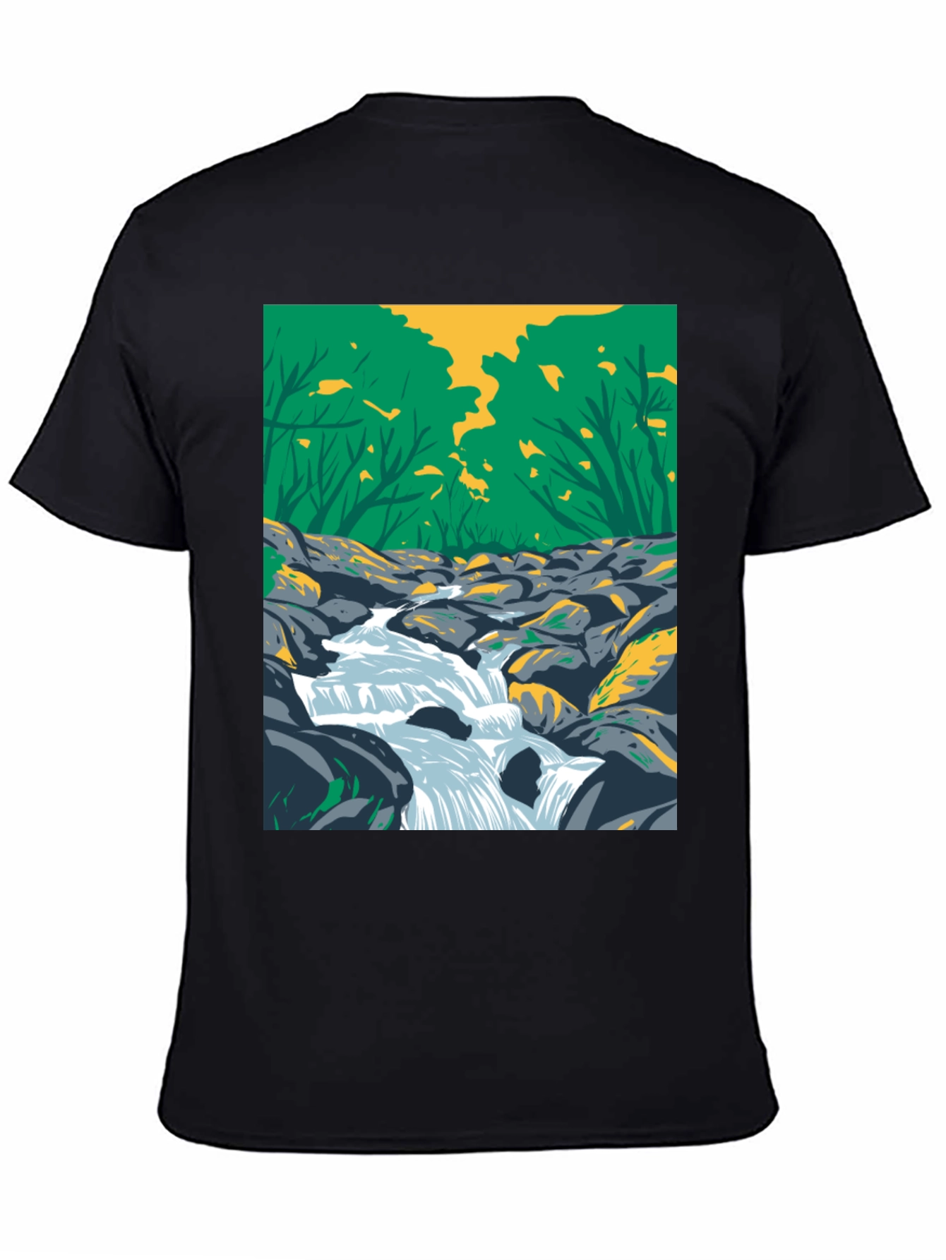 Nature Stream Graphic Black T-Shirt