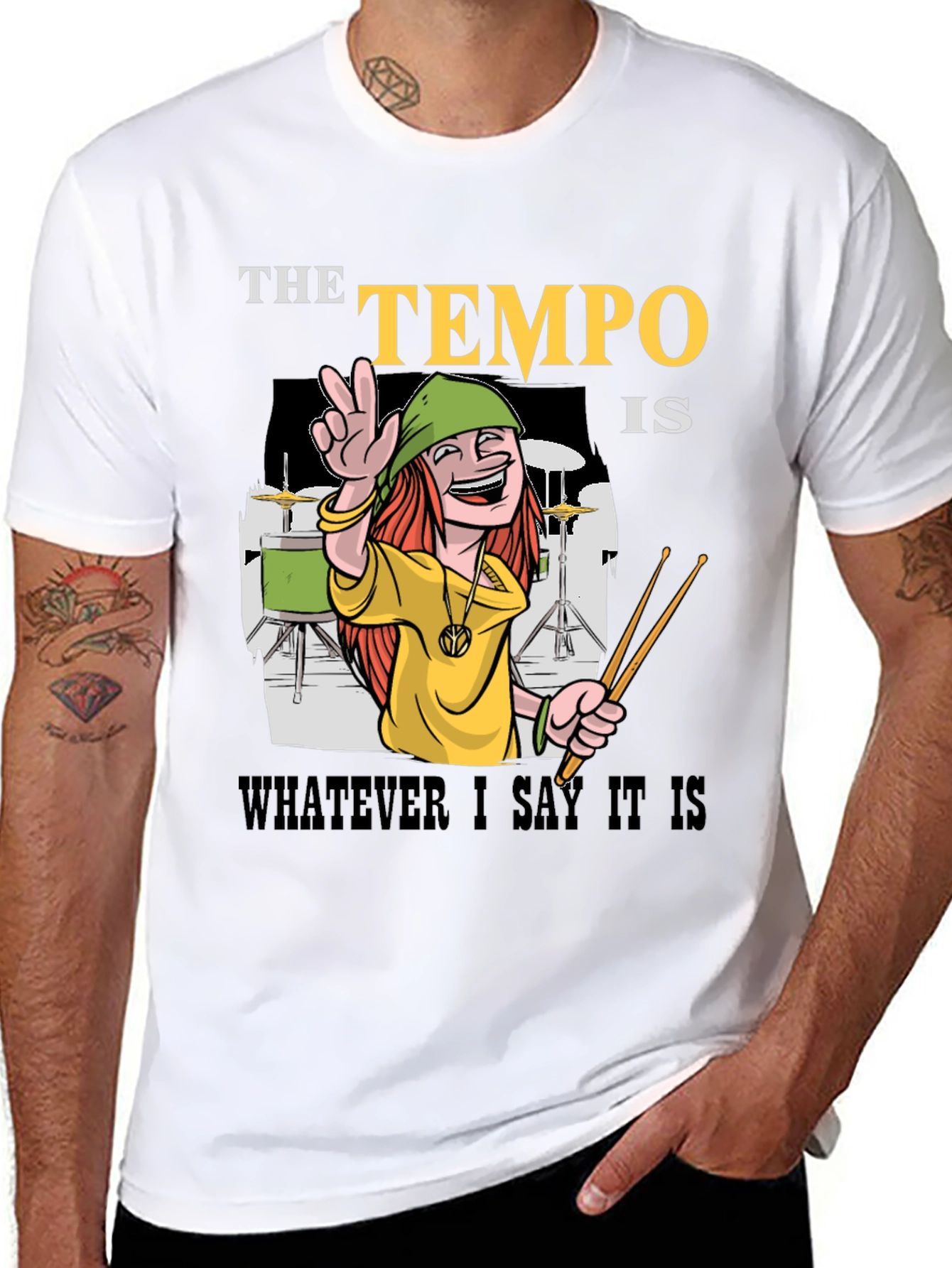 Tempo Drummer T-Shirt - Musical Humor Tee