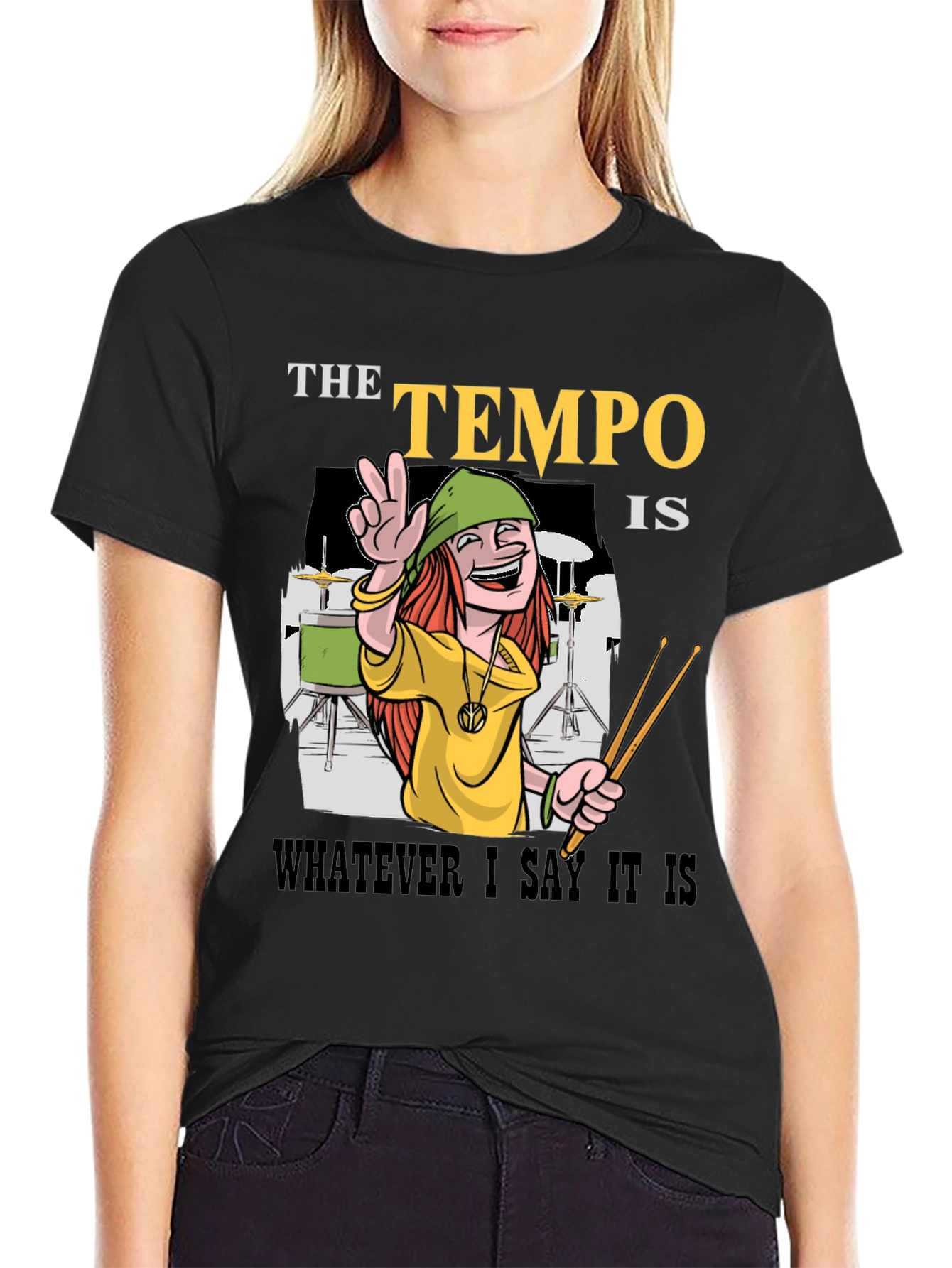 Tempo Drummer T-Shirt - Musical Humor Tee