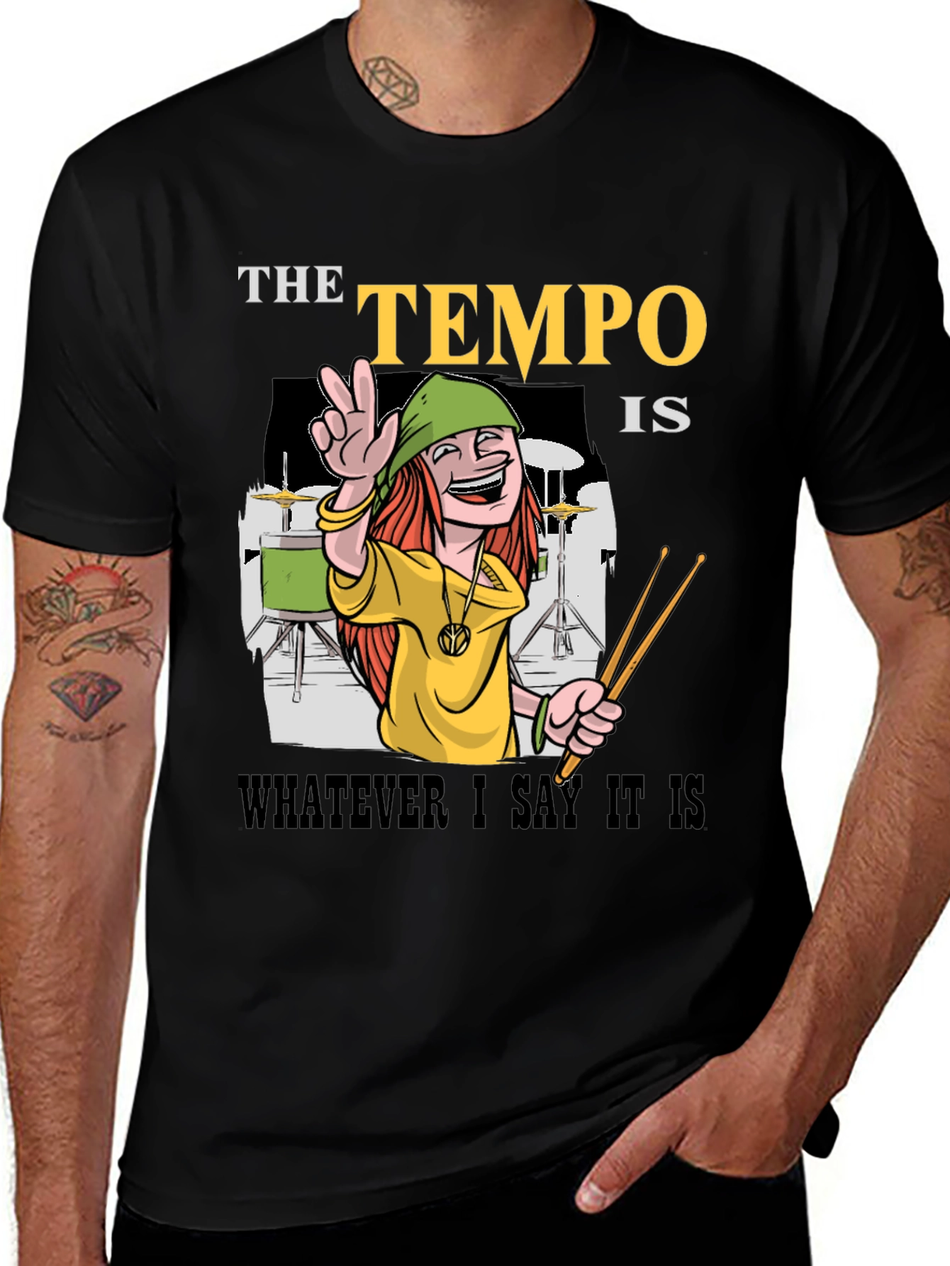 Tempo Drummer T-Shirt - Musical Humor Tee