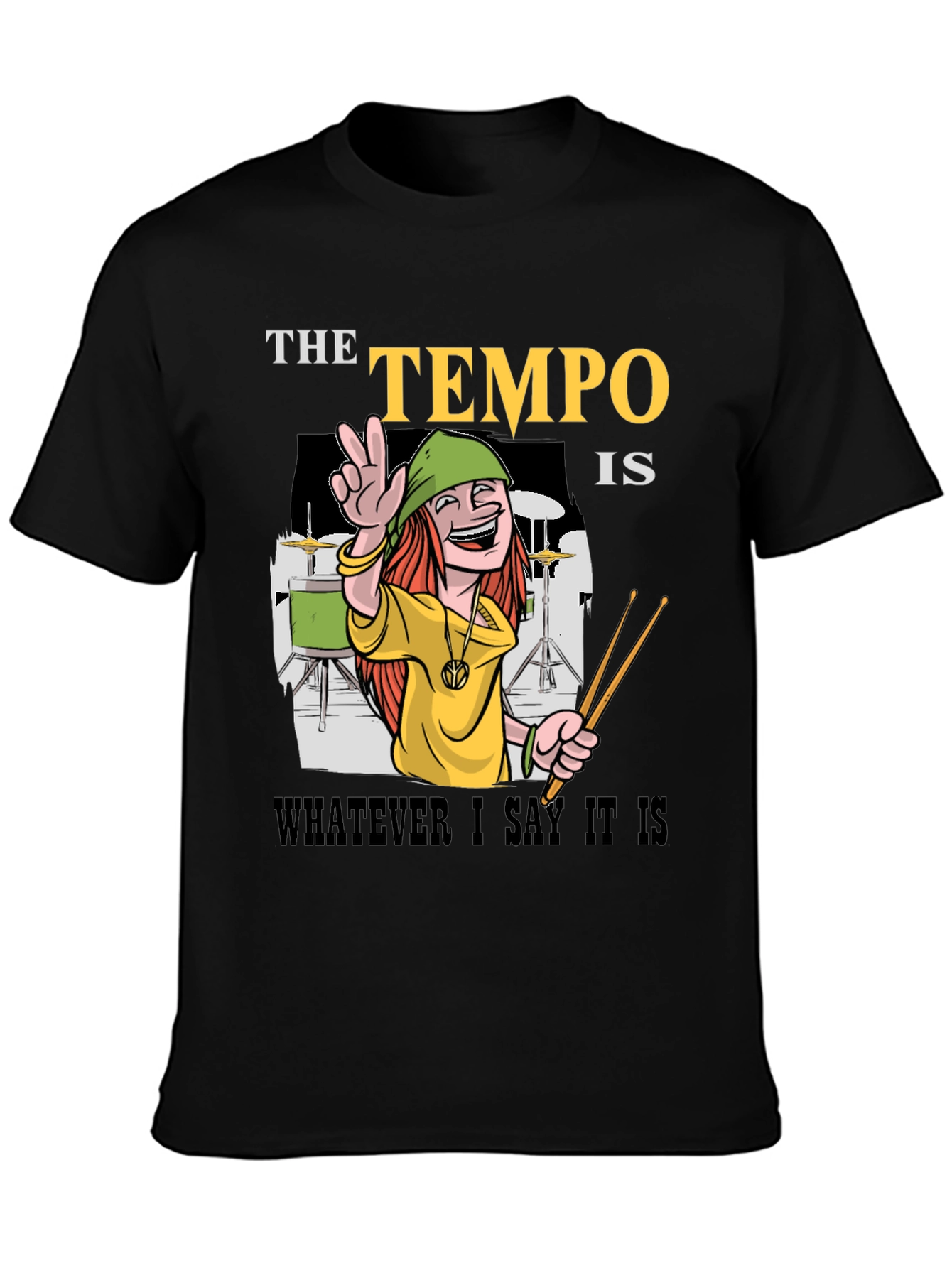 Tempo Drummer T-Shirt - Musical Humor Tee