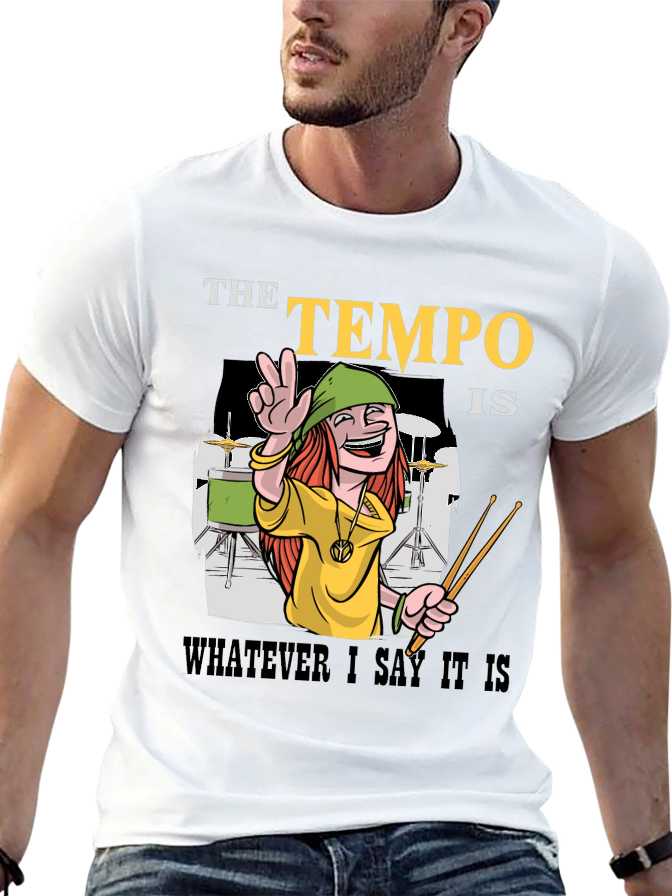 Tempo Drummer T-Shirt - Musical Humor Tee