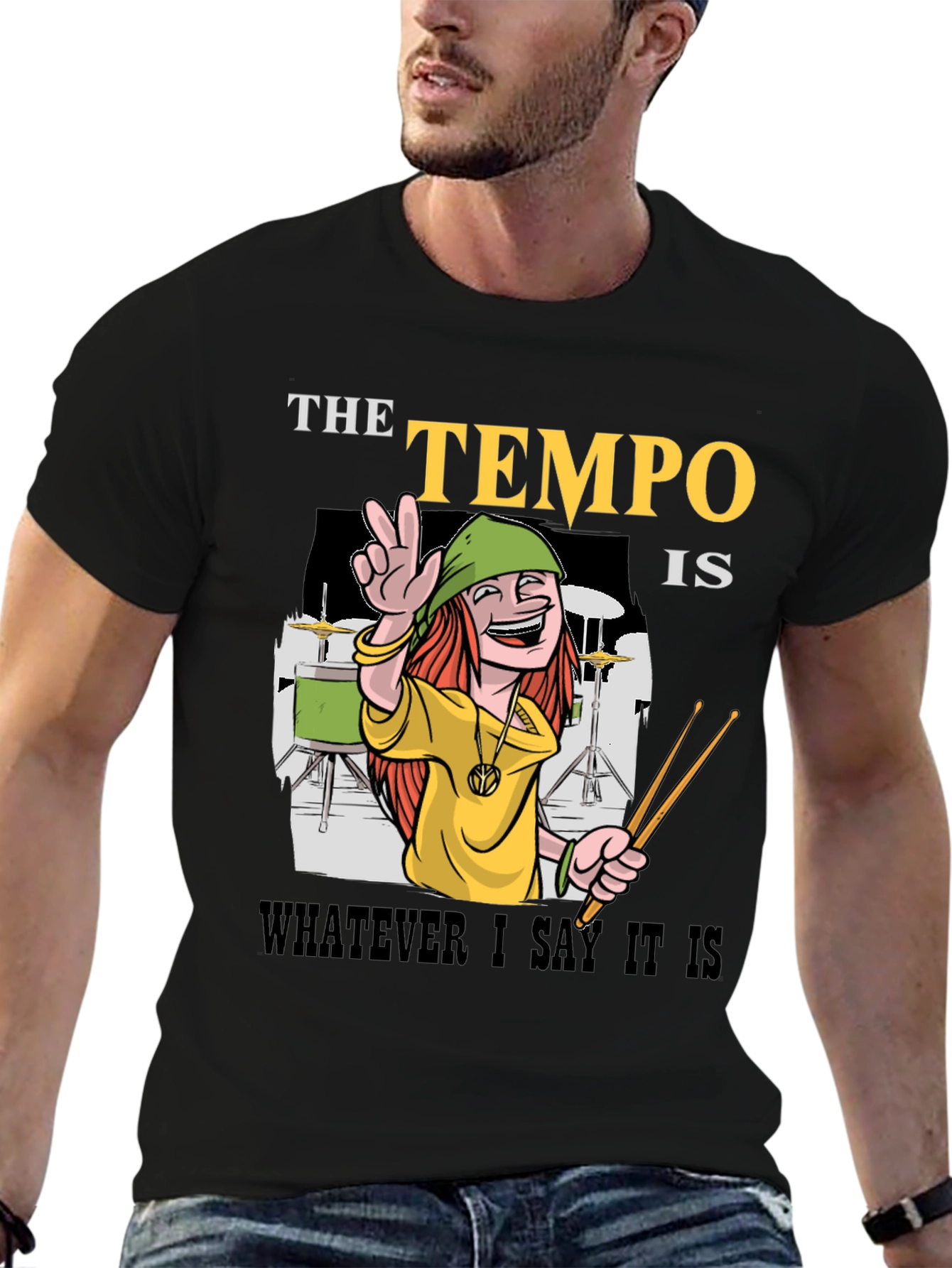 Tempo Drummer T-Shirt - Musical Humor Tee