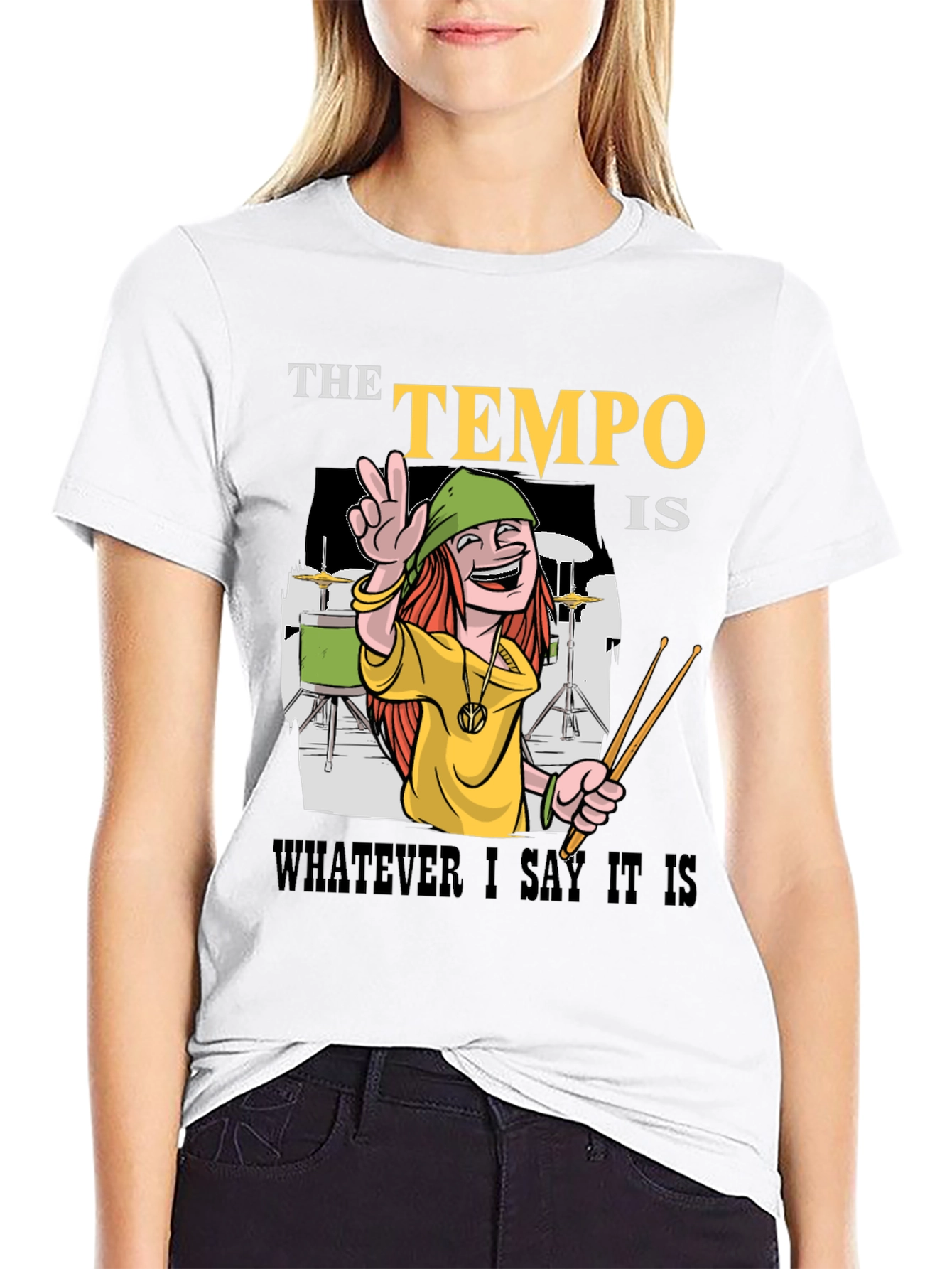Tempo Drummer T-Shirt - Musical Humor Tee