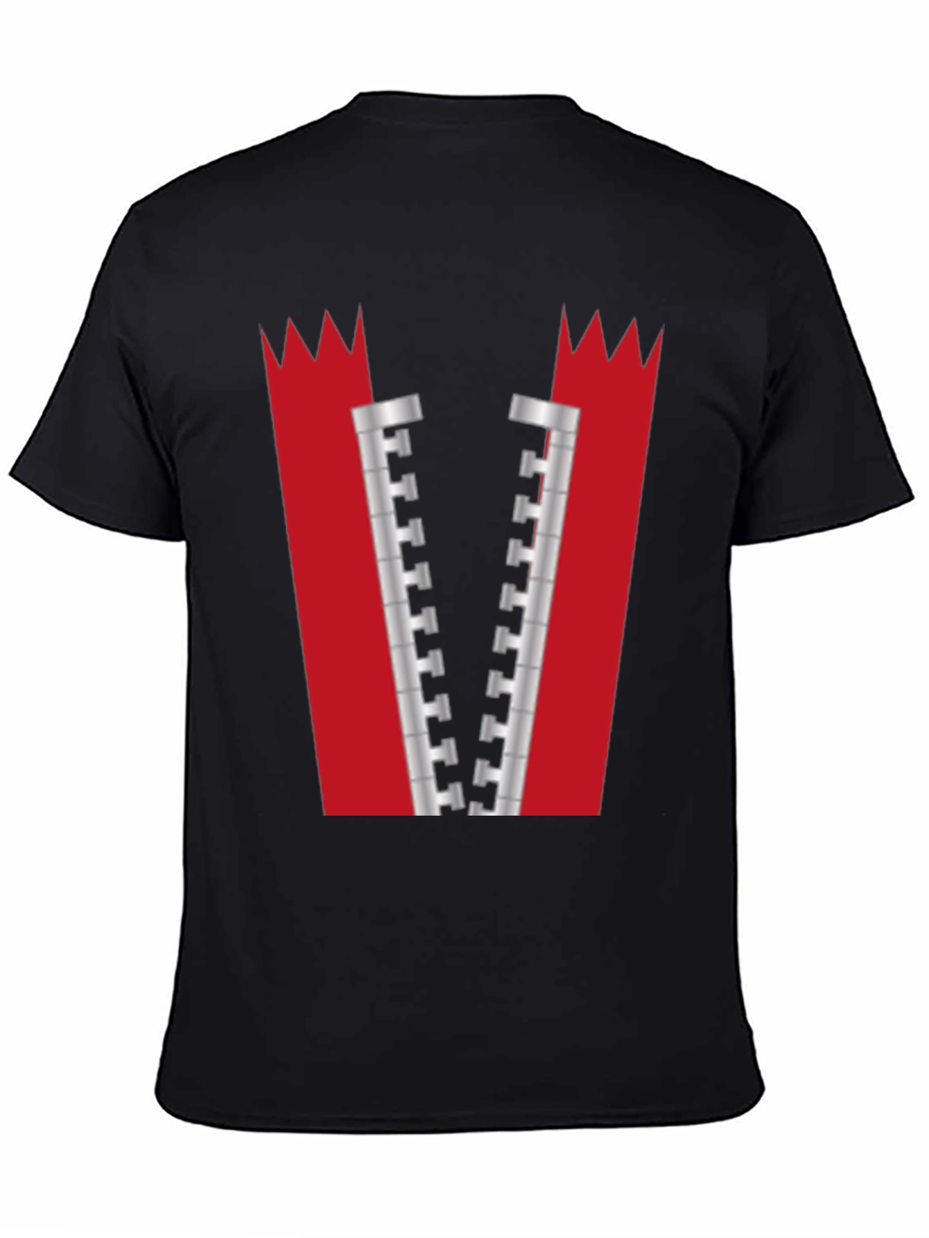 Novelty Zipper Graphic T-Shirt - Bold Black Tee