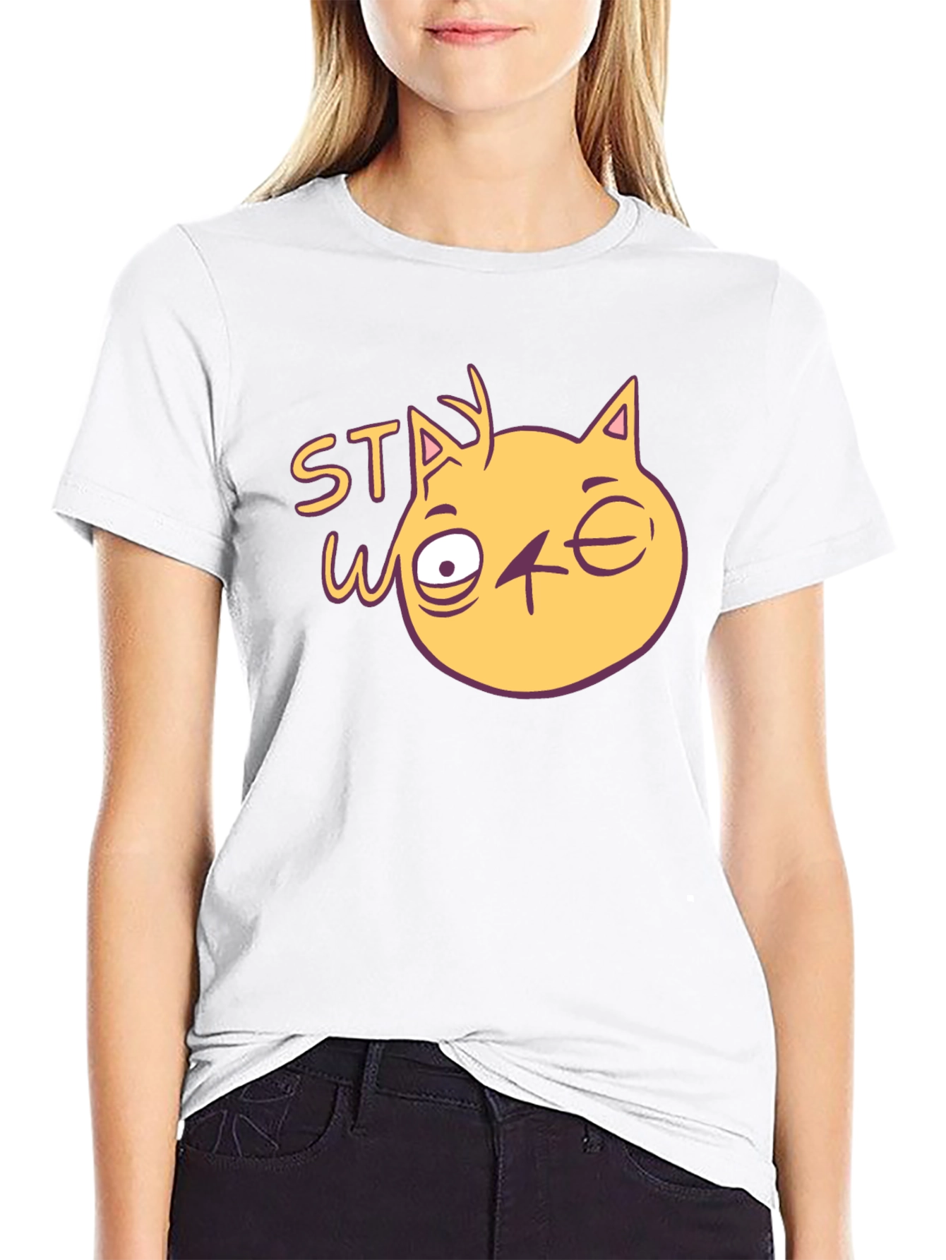 Stay Woke Cat Graphic T-Shirt